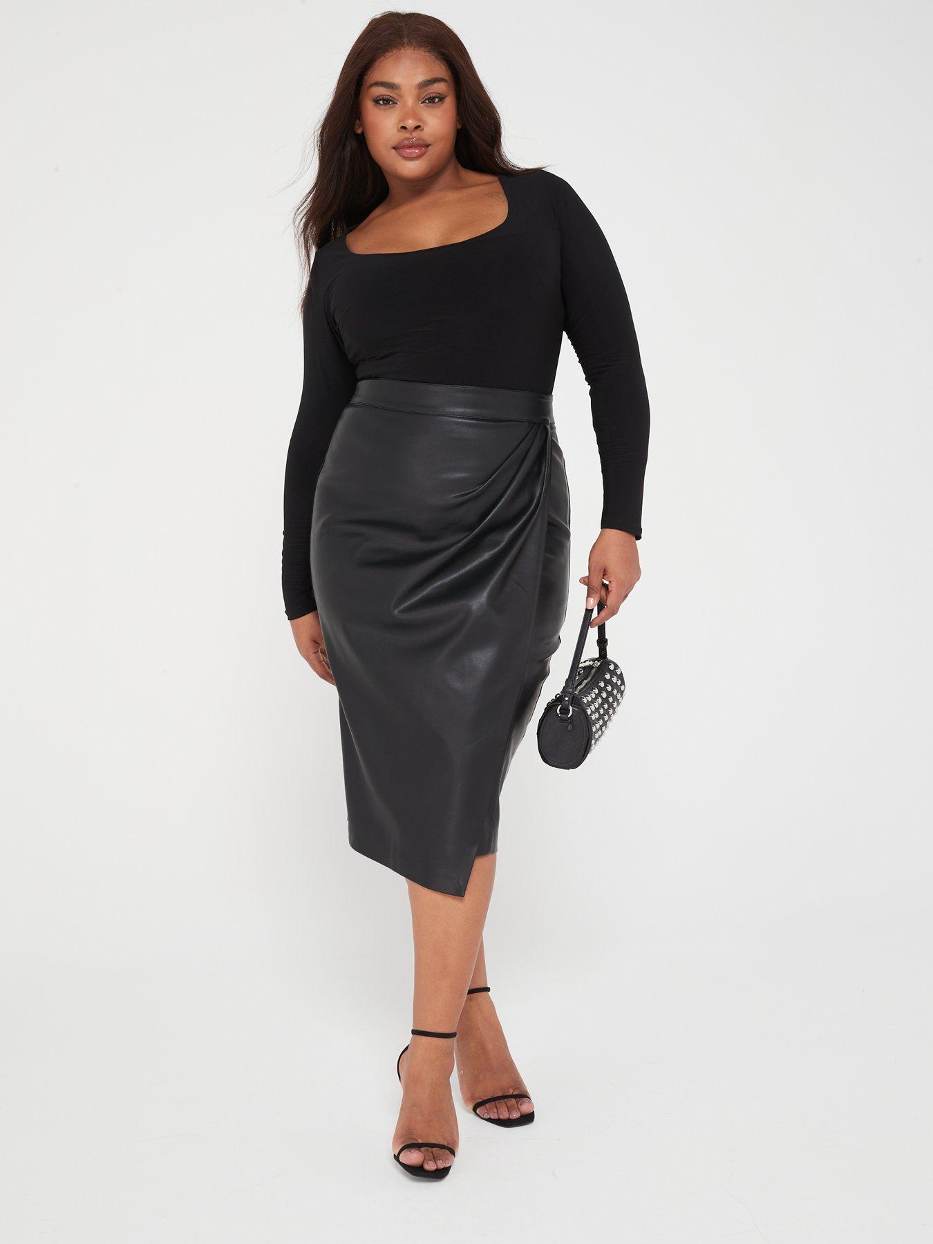 Studio Curve Collection A-Line Ponte Skirt, Black - Dresses & Skirts