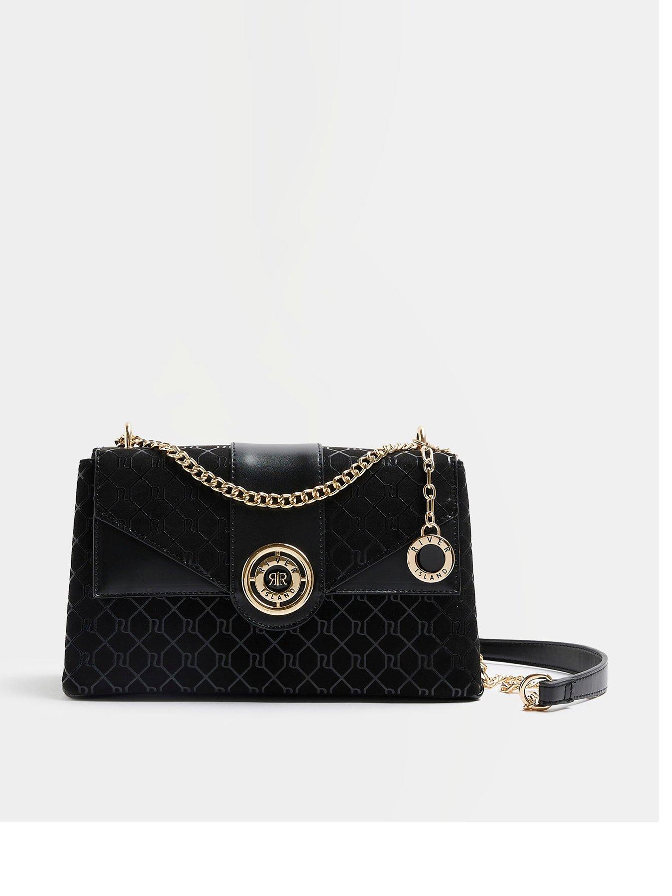 River Island Black Monogram Shoulder Bag