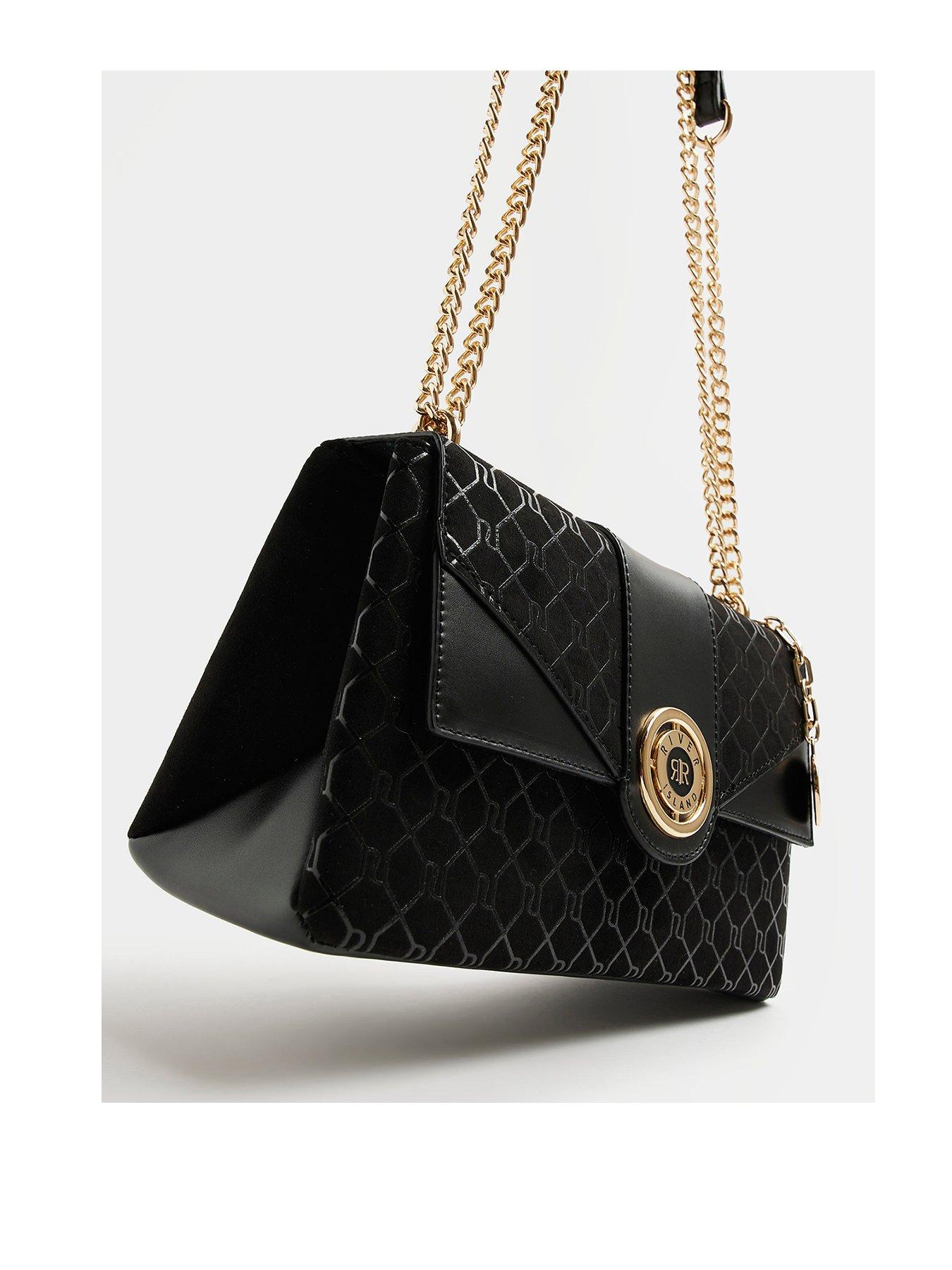 River Island Ri Monogram Shoulder Bag in Black