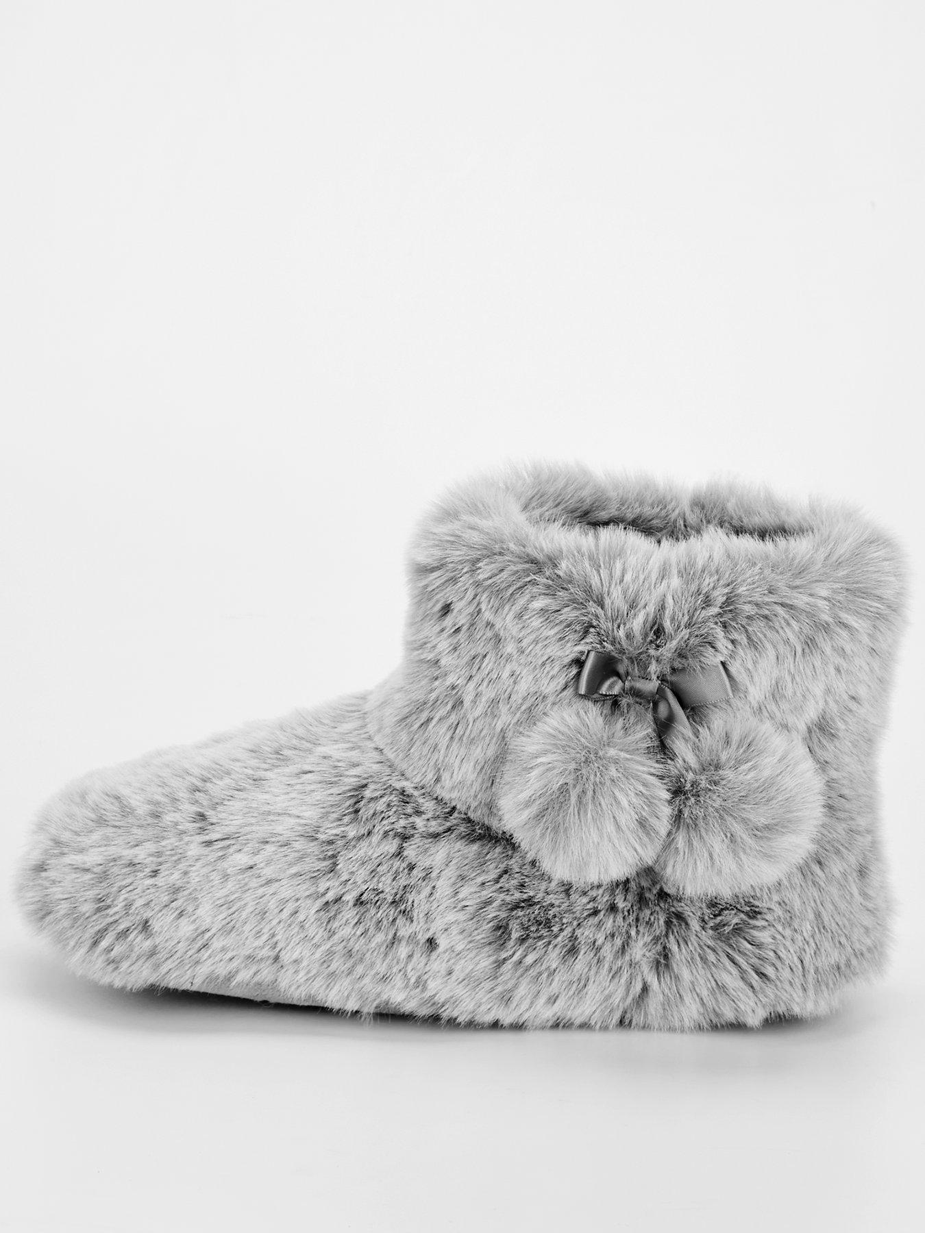 everyday-grey-two-tone-plush-faux-fur-pom-boot