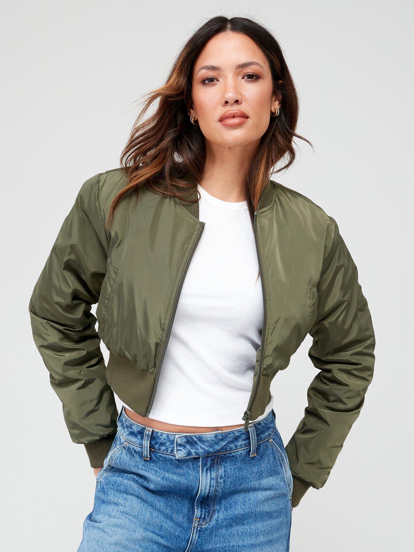 Cropped bomber outlet jacket