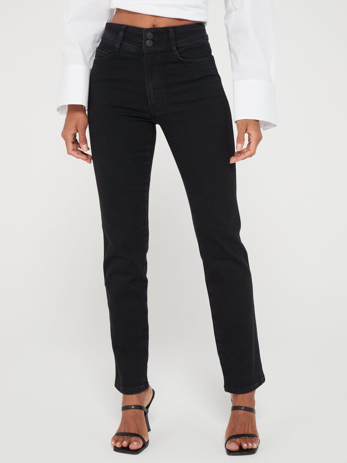 Image 1 of 6 of V by Very Sculpt Straight Jeans With Stretch - Black