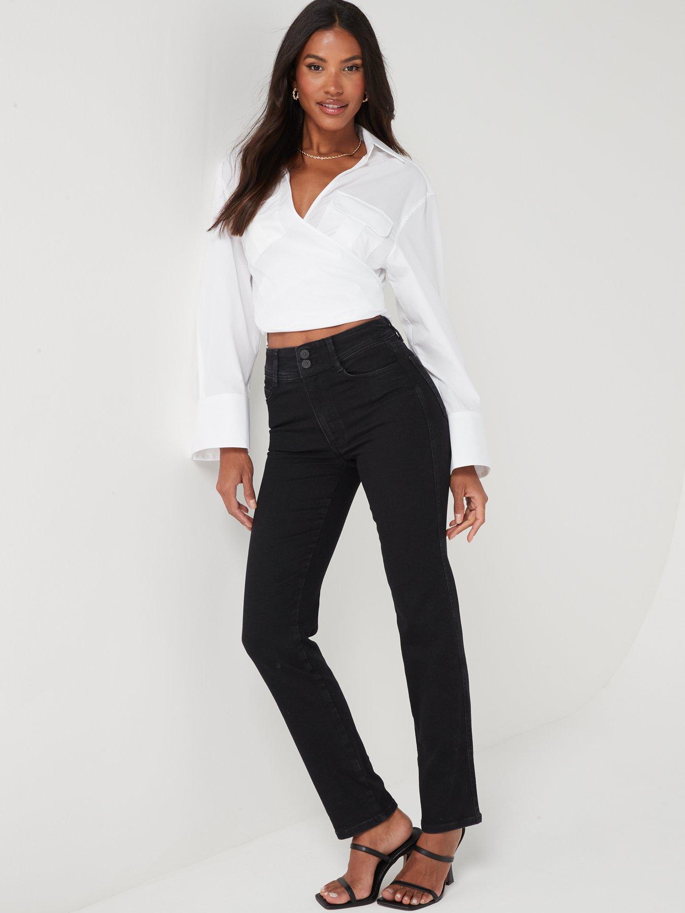 Image 4 of 6 of V by Very Sculpt Straight Jeans With Stretch - Black
