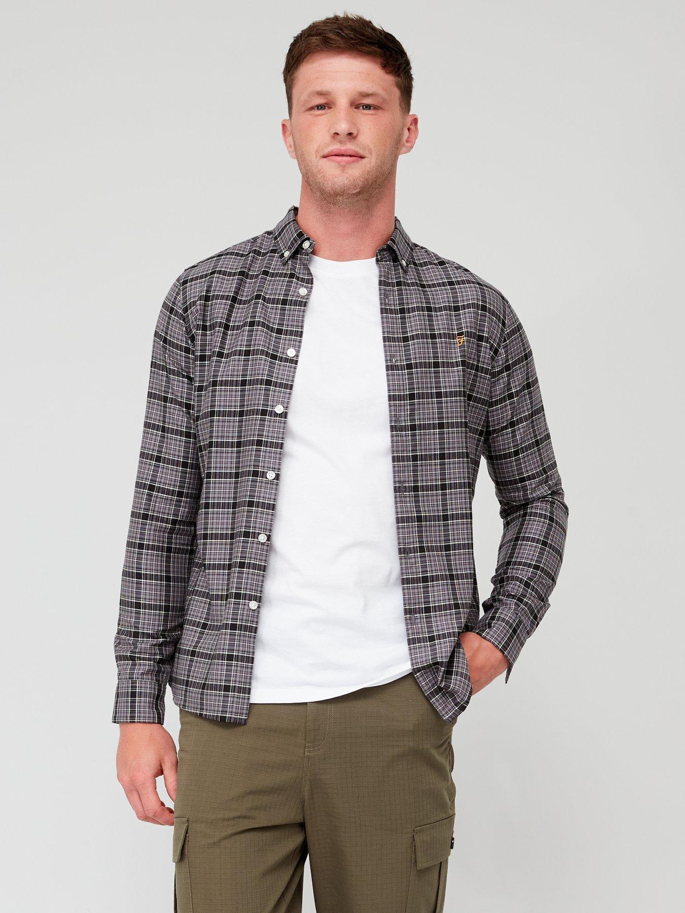 farah-fraser-long-sleeve-twill-check-shirt-dark-grey