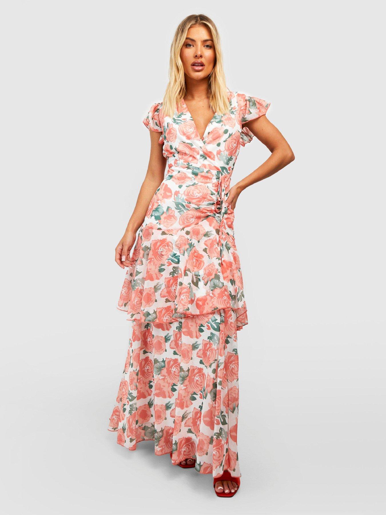 Myleene klass ruffle outlet front floral maxi dress