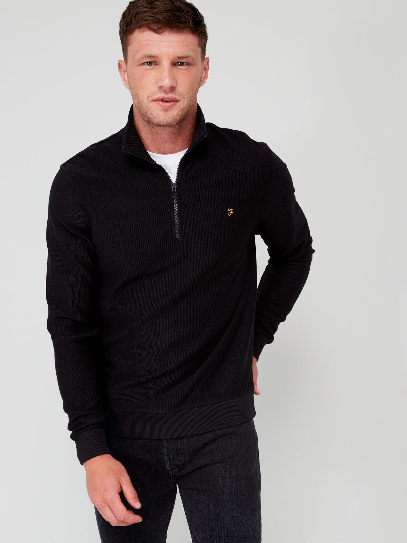 farah-weah-twill-12-zip-sweatshirt-blackfront