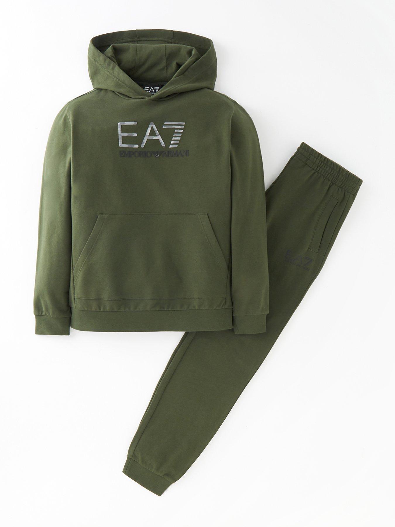 EA7 Emporio Armani Girls Shiny Logo Tracksuit - Black/gold