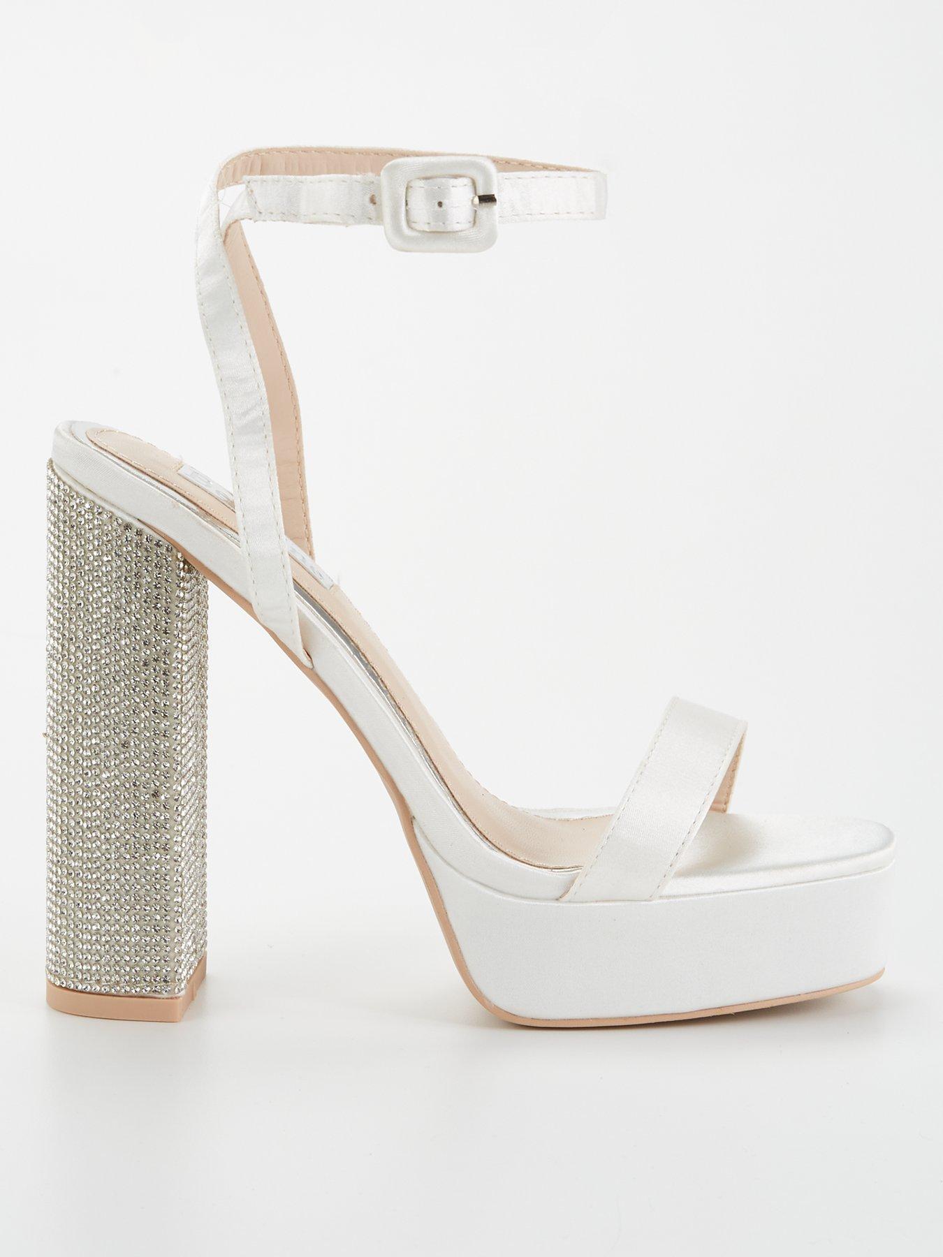 Dual strap 4inch block high heels (white) NON SLIP SOLE at best price in  New Delhi