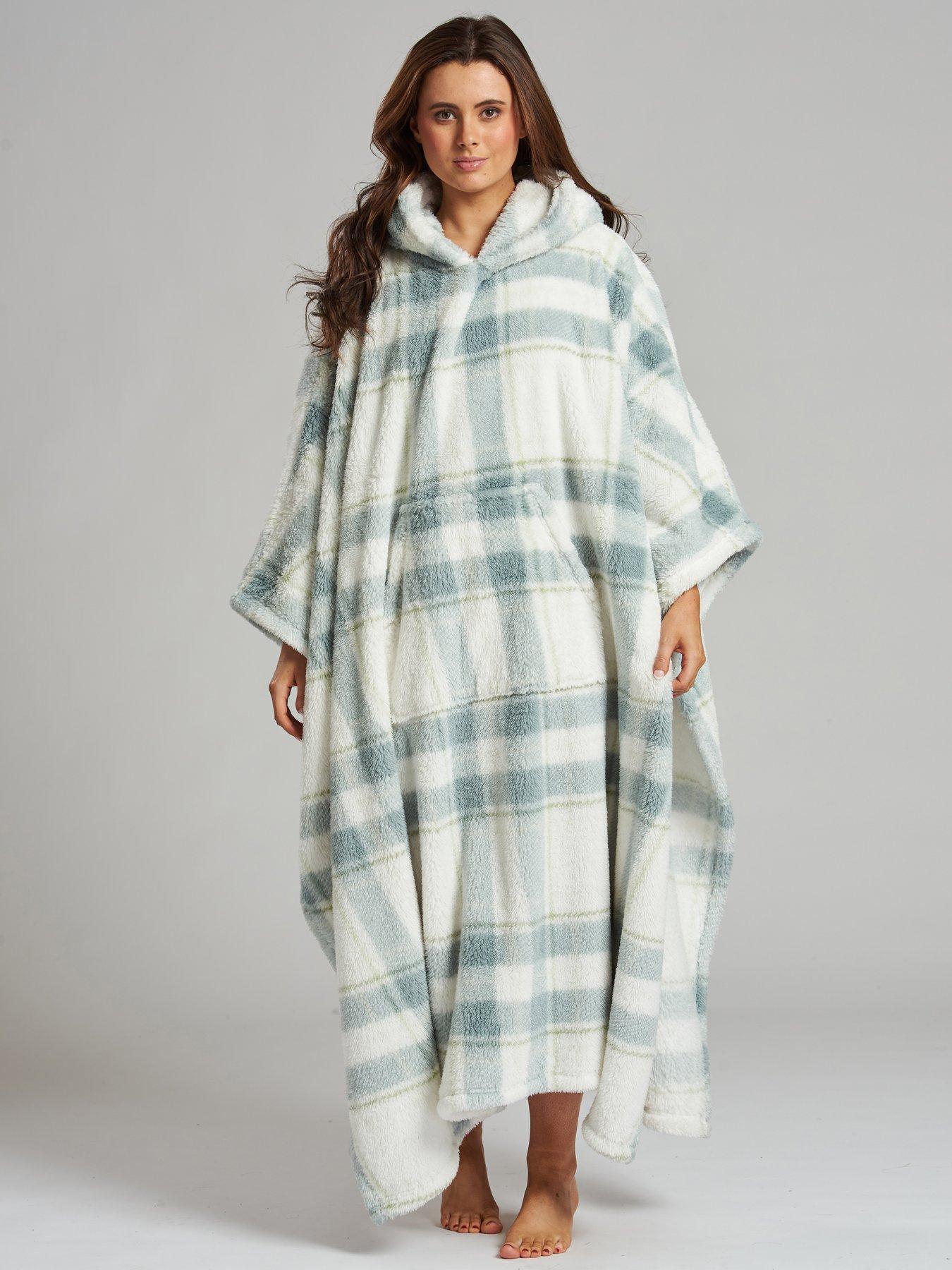 Loungeable Blue Check Maxi Blanket Hoodie