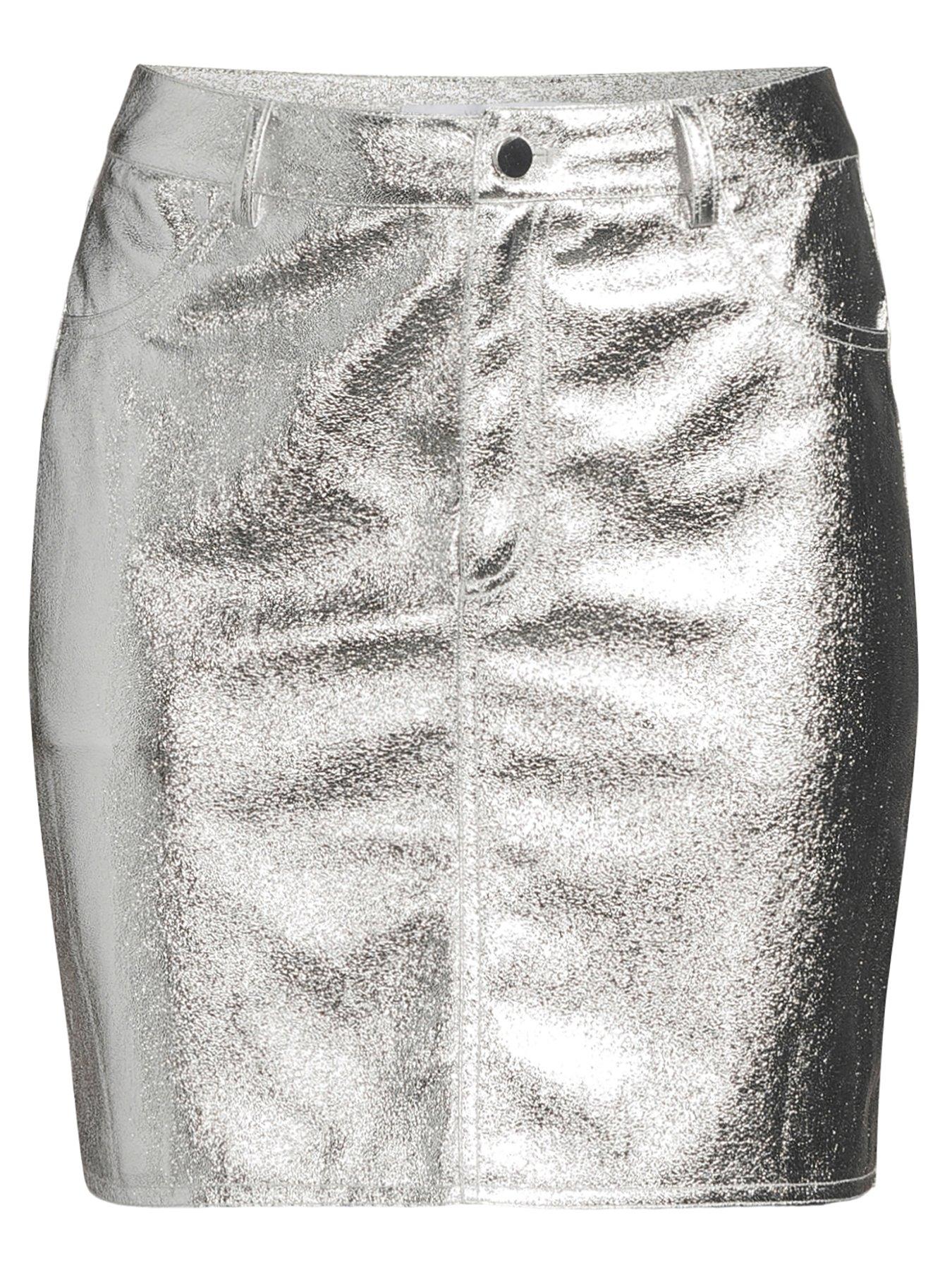 Metallic Mini Skirt Silver