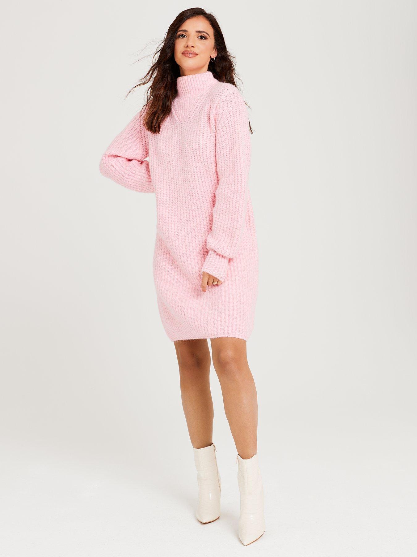 Lucy Mecklenburgh Lucy Mecklenburgh x V by Very High Neck Loose Jumper Dress  - Pink