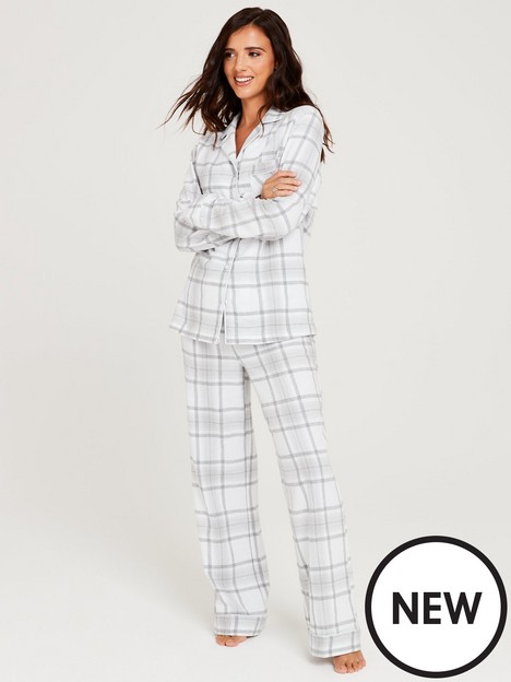 lucy-mecklenburgh-womensnbspfamily-woven-check-revere-pj-set-grey-check