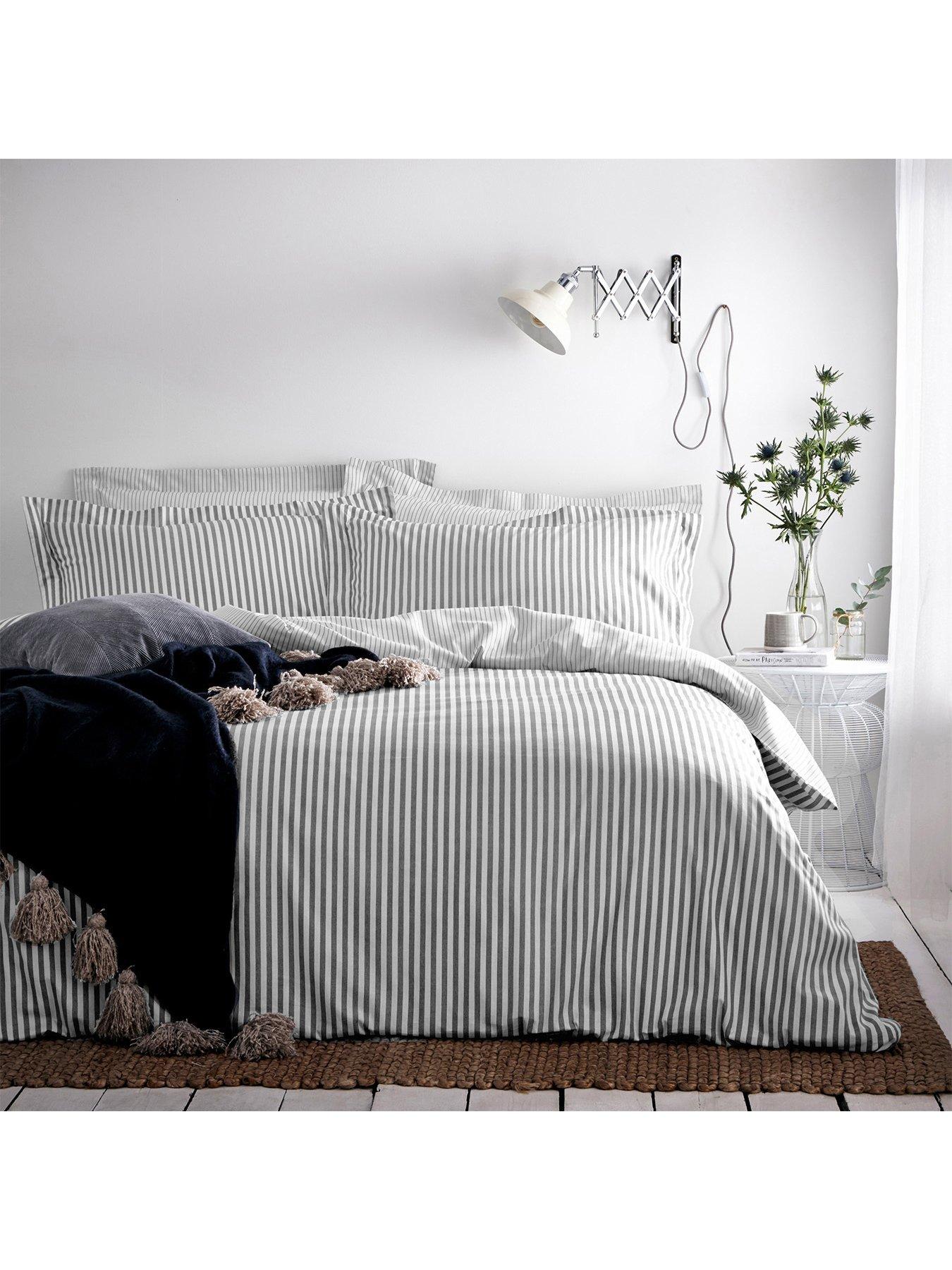 Image 1 of 2 of Yard Hebden Stripe 100% Cotton Duvet Set Grey