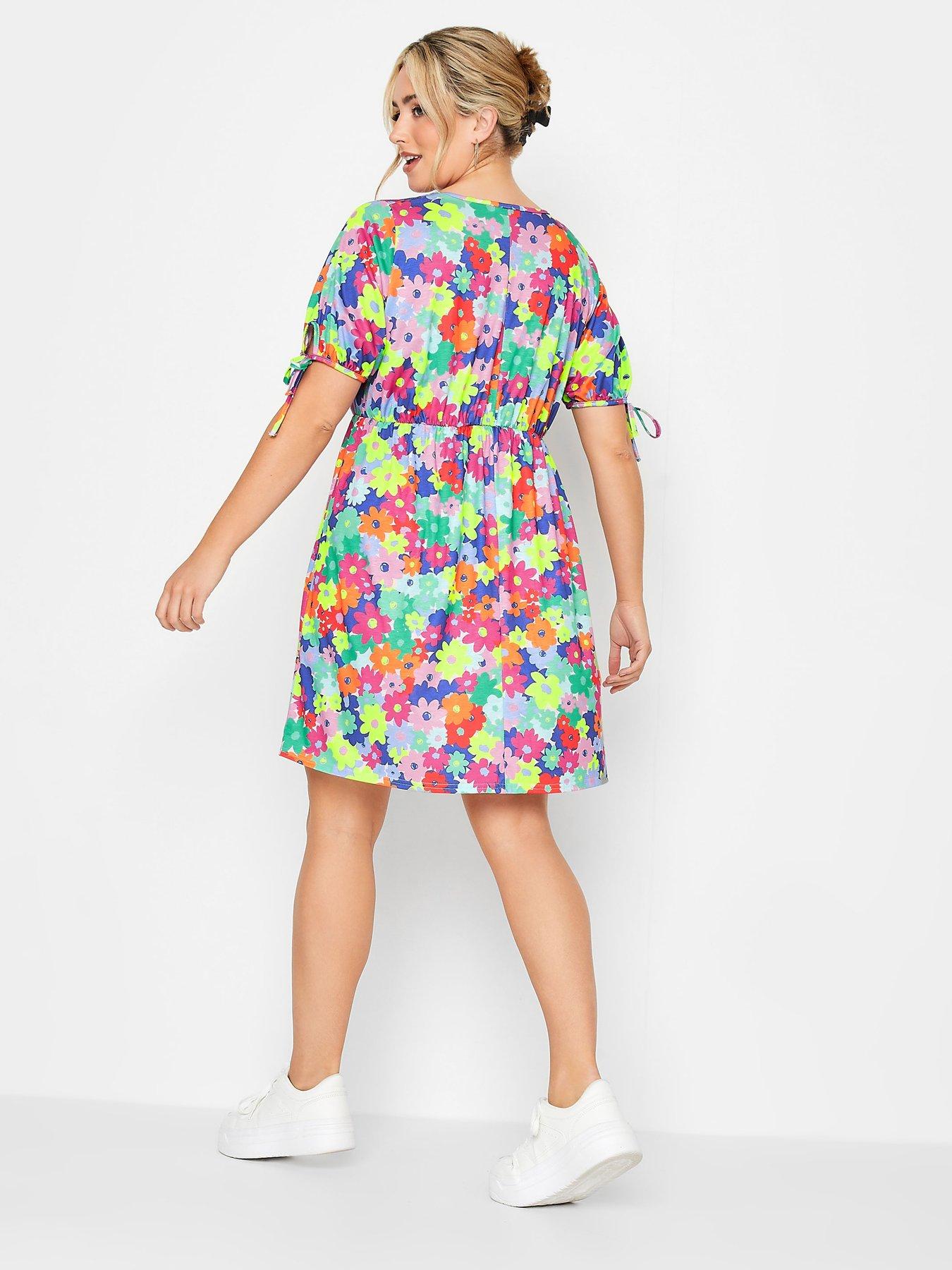 yours-tie-sleeve-tunic-dress-colourful-ditsystillFront