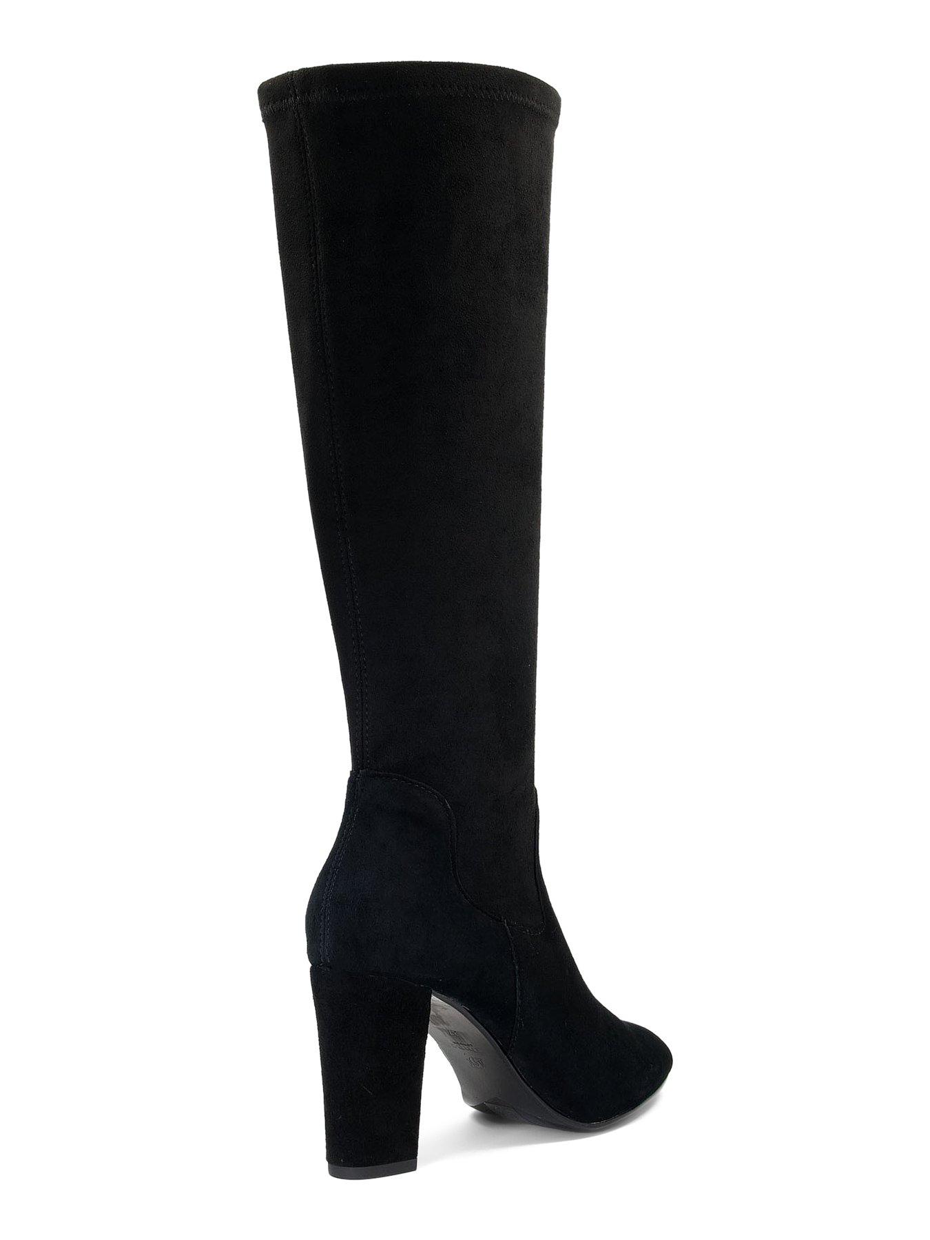 Dune black suede knee high clearance boots