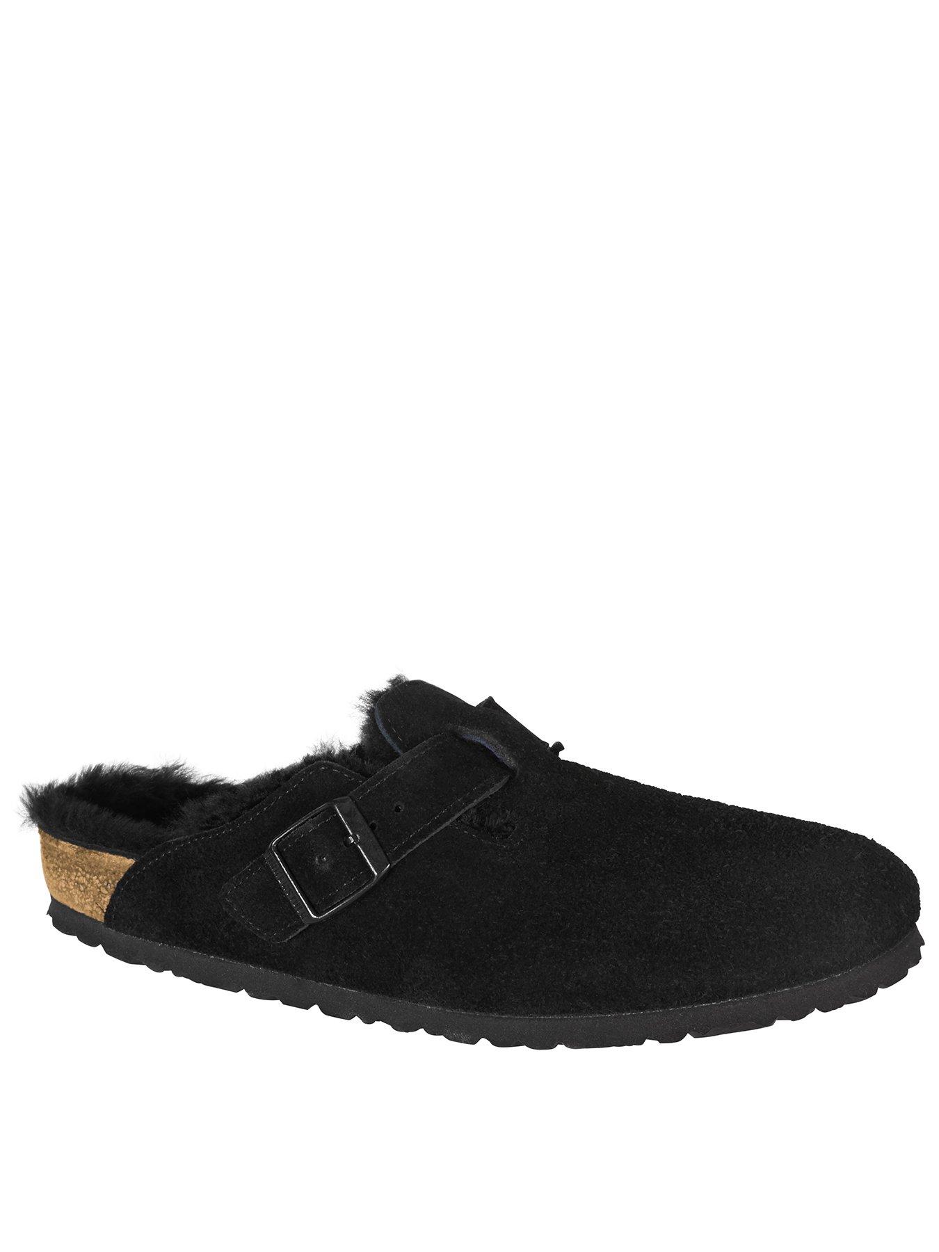 birkenstock-boston-suede-shearling-clogs-black