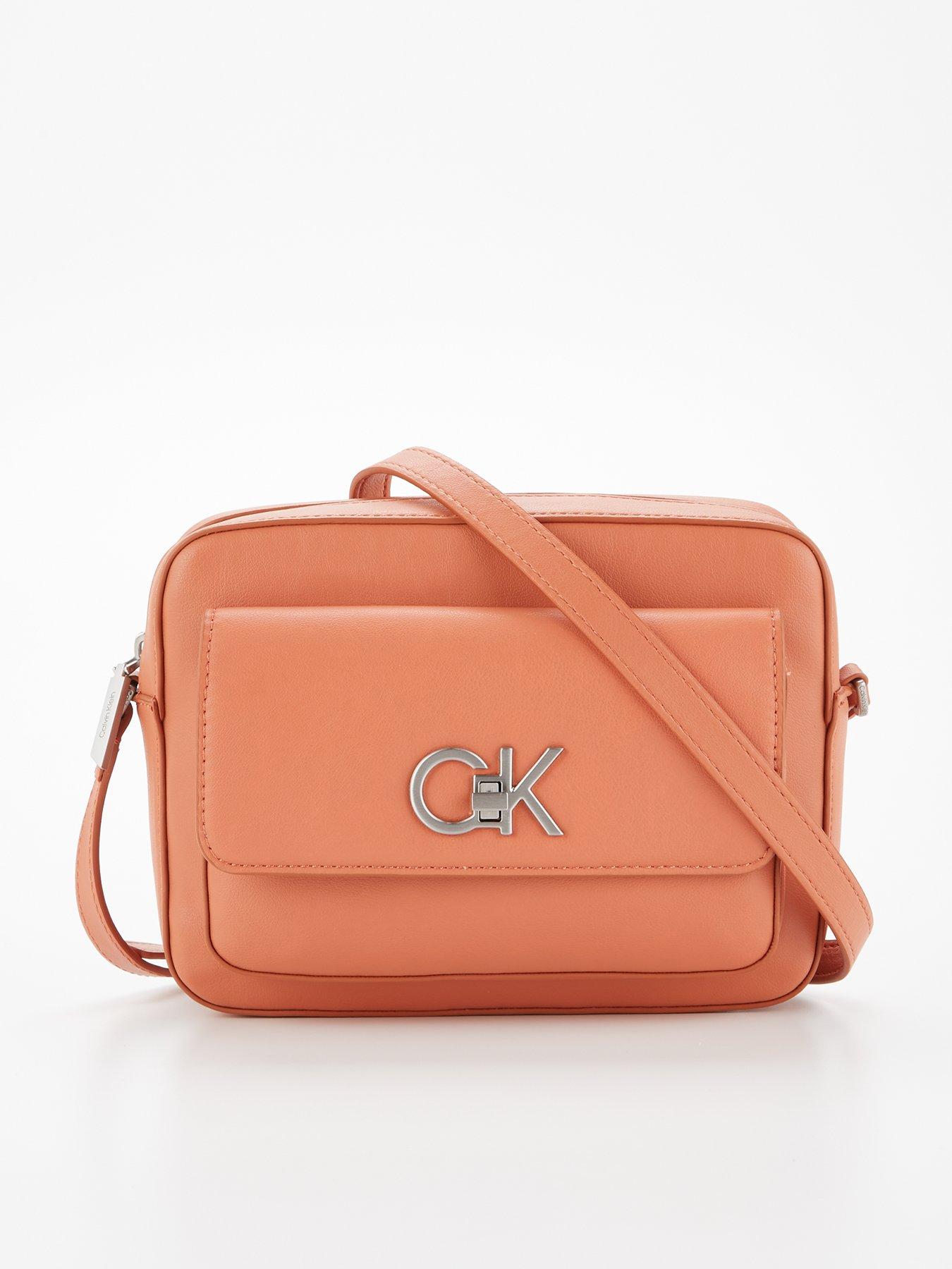 Calvin Klein Crossbody Monogram Logo Women’s Crossbody Bag Beige & Orange  NEW