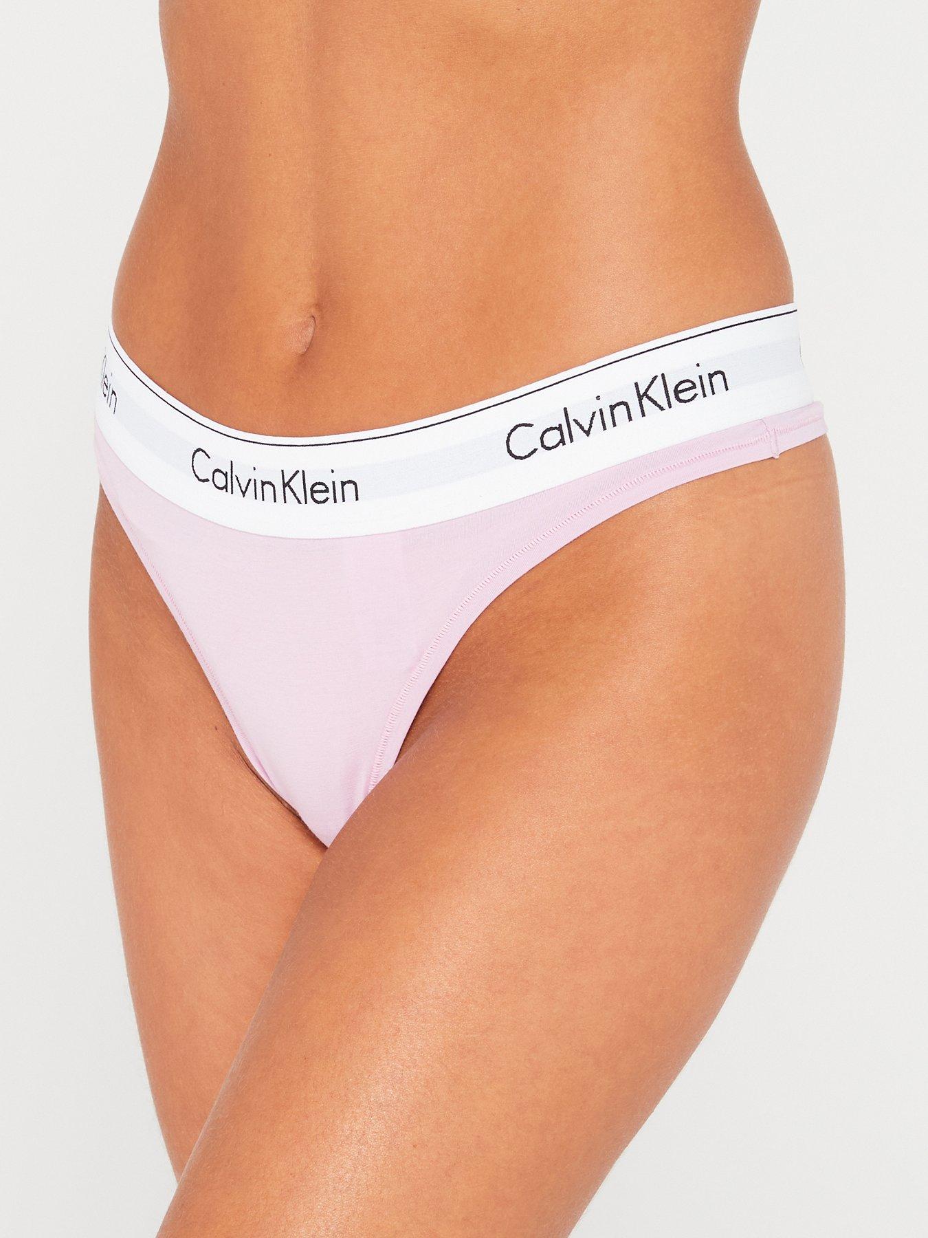Calvin Klein Ladies' Underwear - Modern Cotton Thong (Thong) - Pink (Nymphs  Thigh 2nt), size: XS : : Fashion