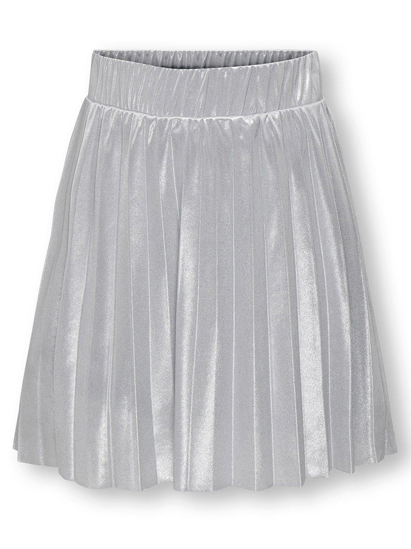 Only Kids Girls Metallic Pleated Skirt Silver Very Ireland