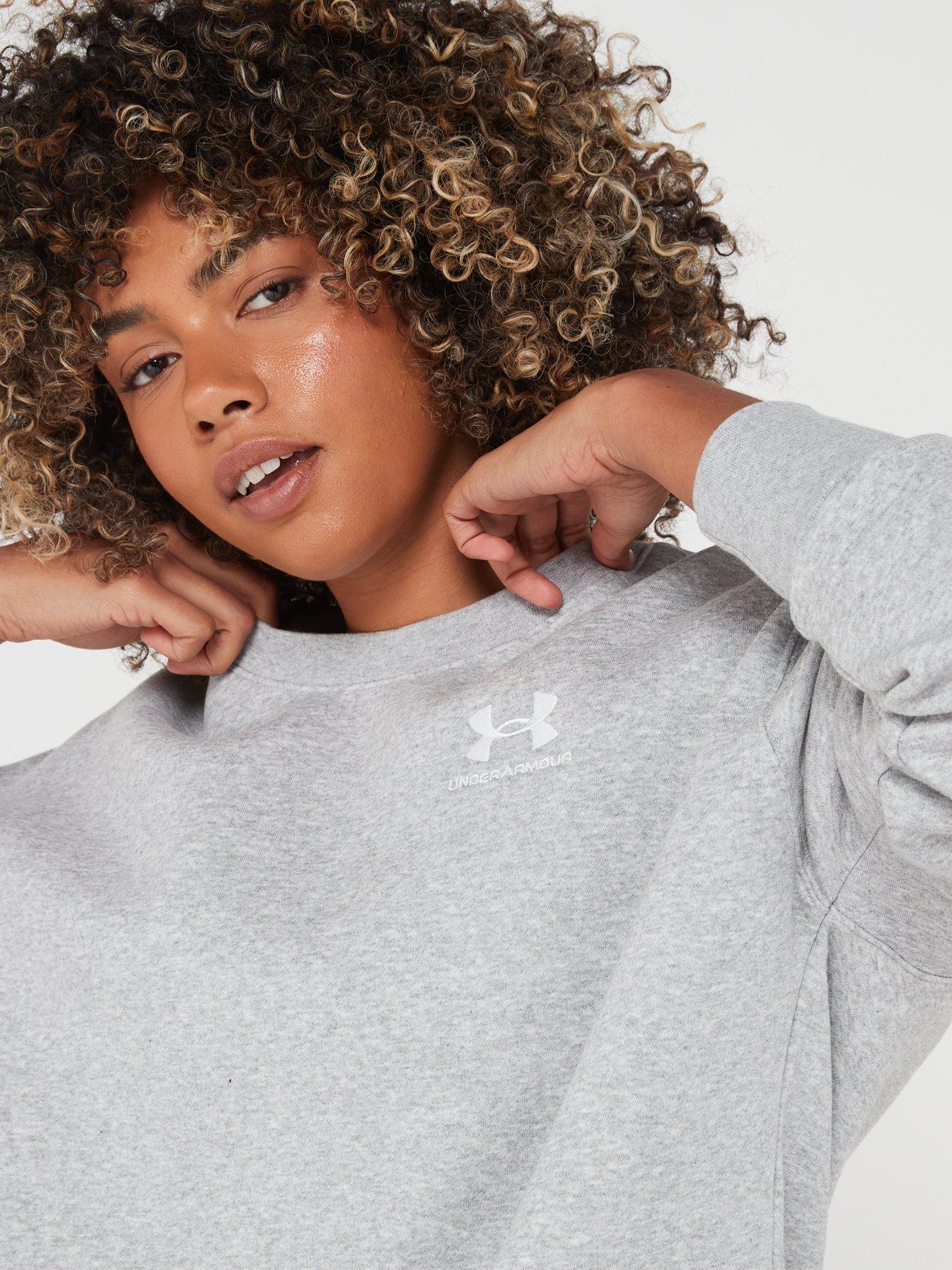 Image 4 of 5 of UNDER ARMOUR Training Essentials Fleece Crew Sweat - Light Grey
