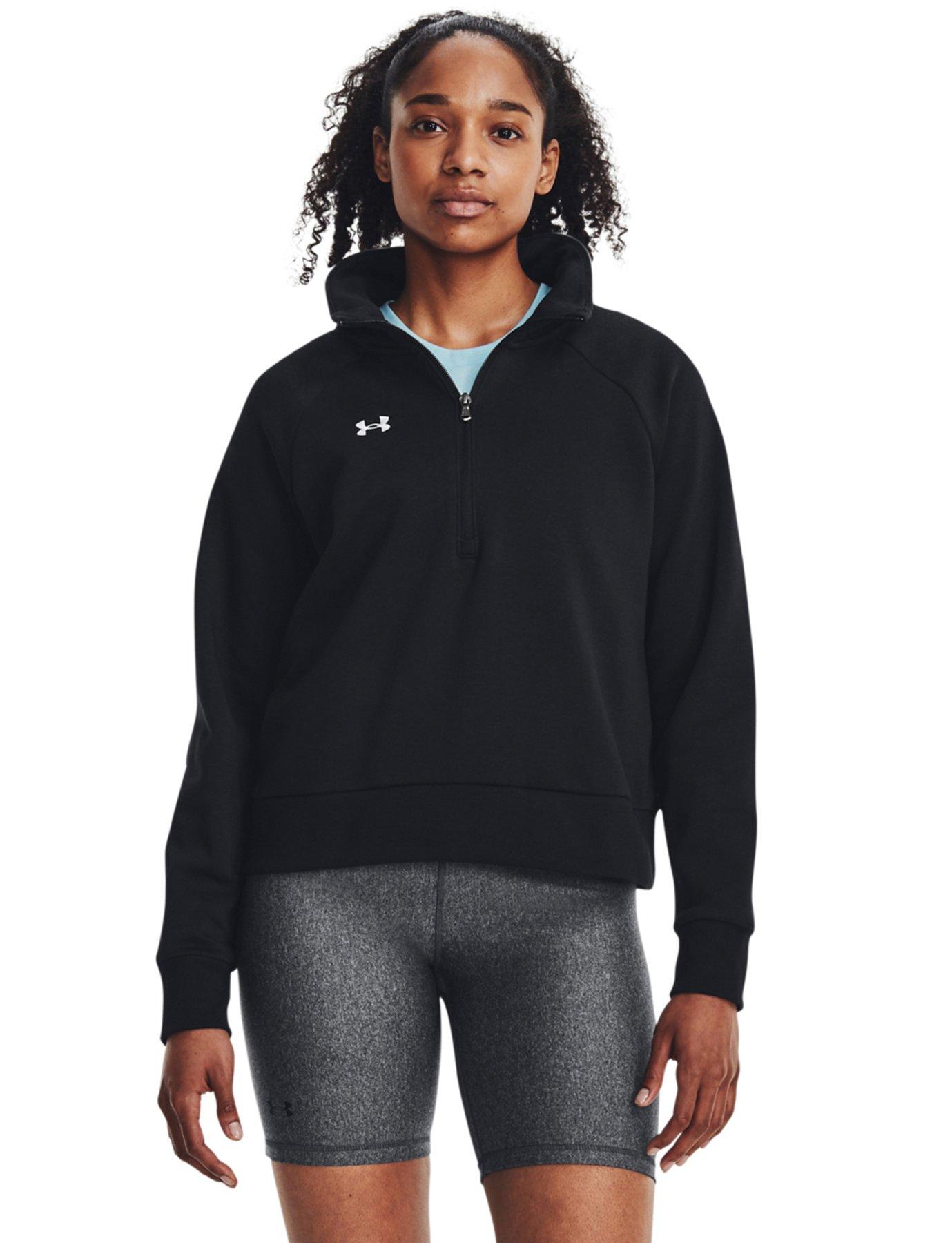 Image 1 of 4 of UNDER ARMOUR Women's Training Rival Fleece 1/2 Zip Top - Black/White