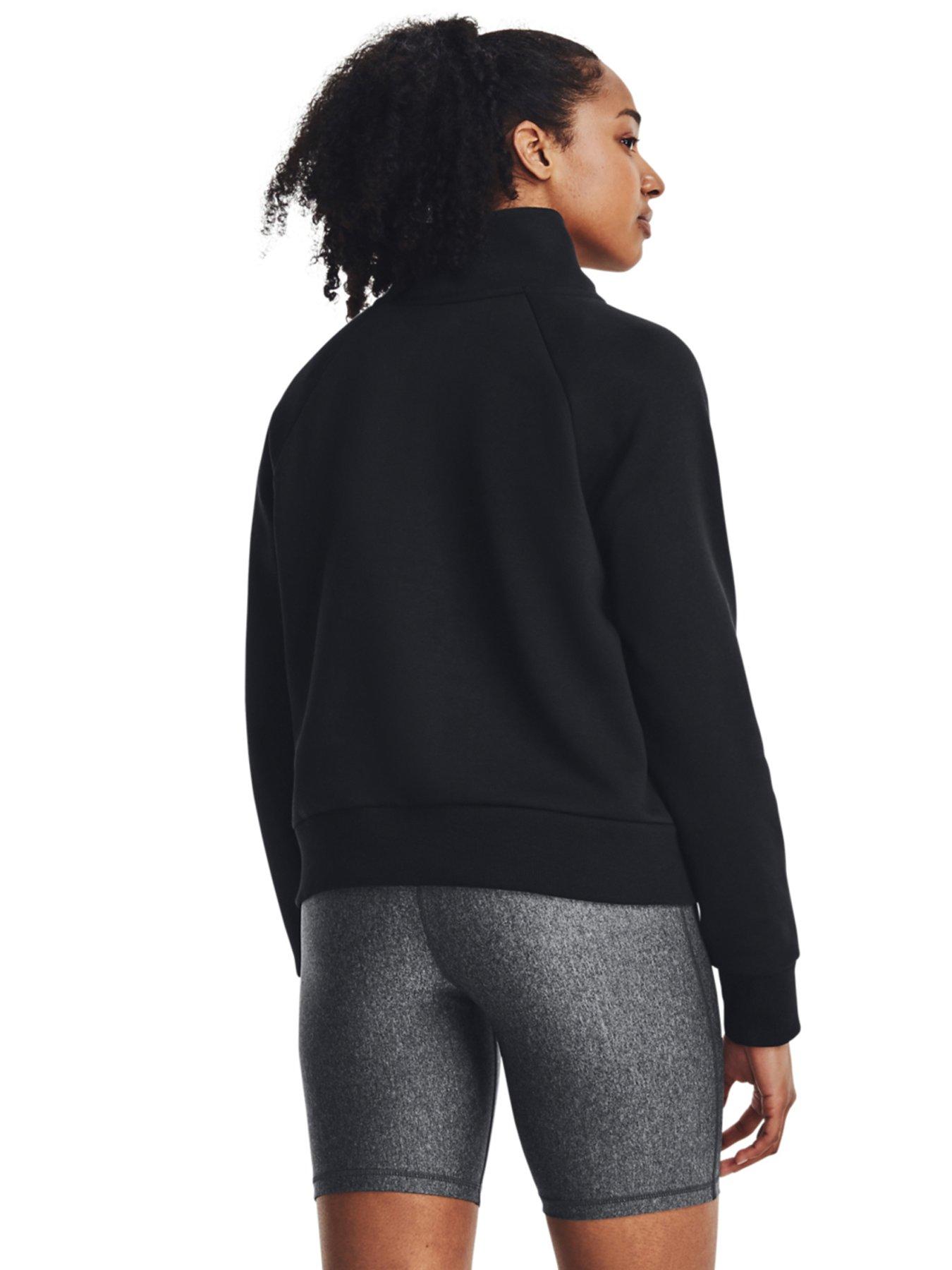 under-armour-womens-training-rival-fleece-12-zip-top-blackwhitestillFront
