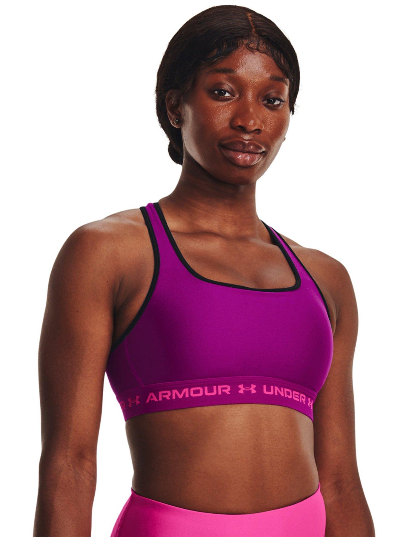 UNDER ARMOUR Womens Training Heat Gear Armour Medium Support Crossback Sports  Bra - Bright Pink