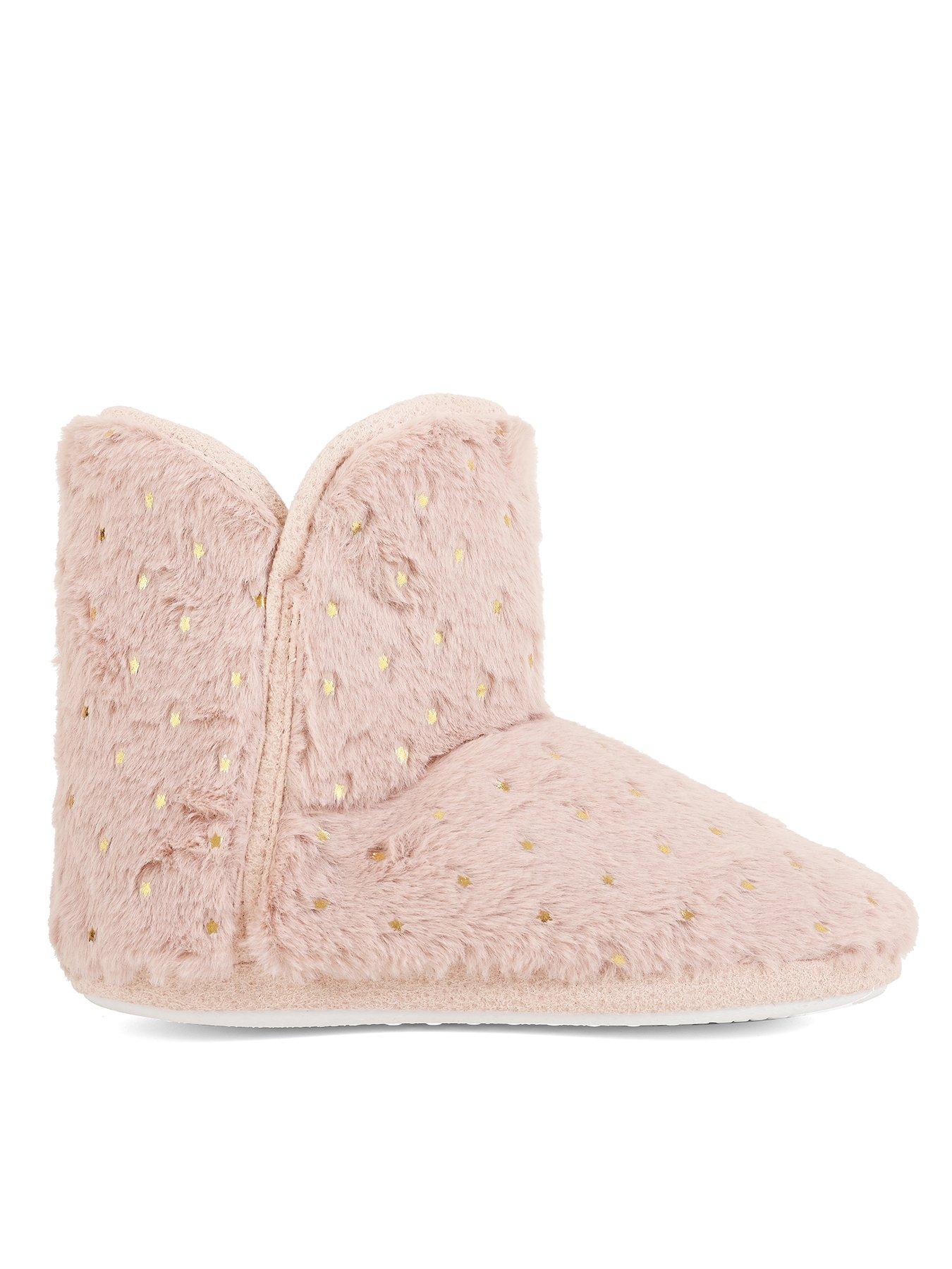 Loungeable square toe fluffy slippers in pink