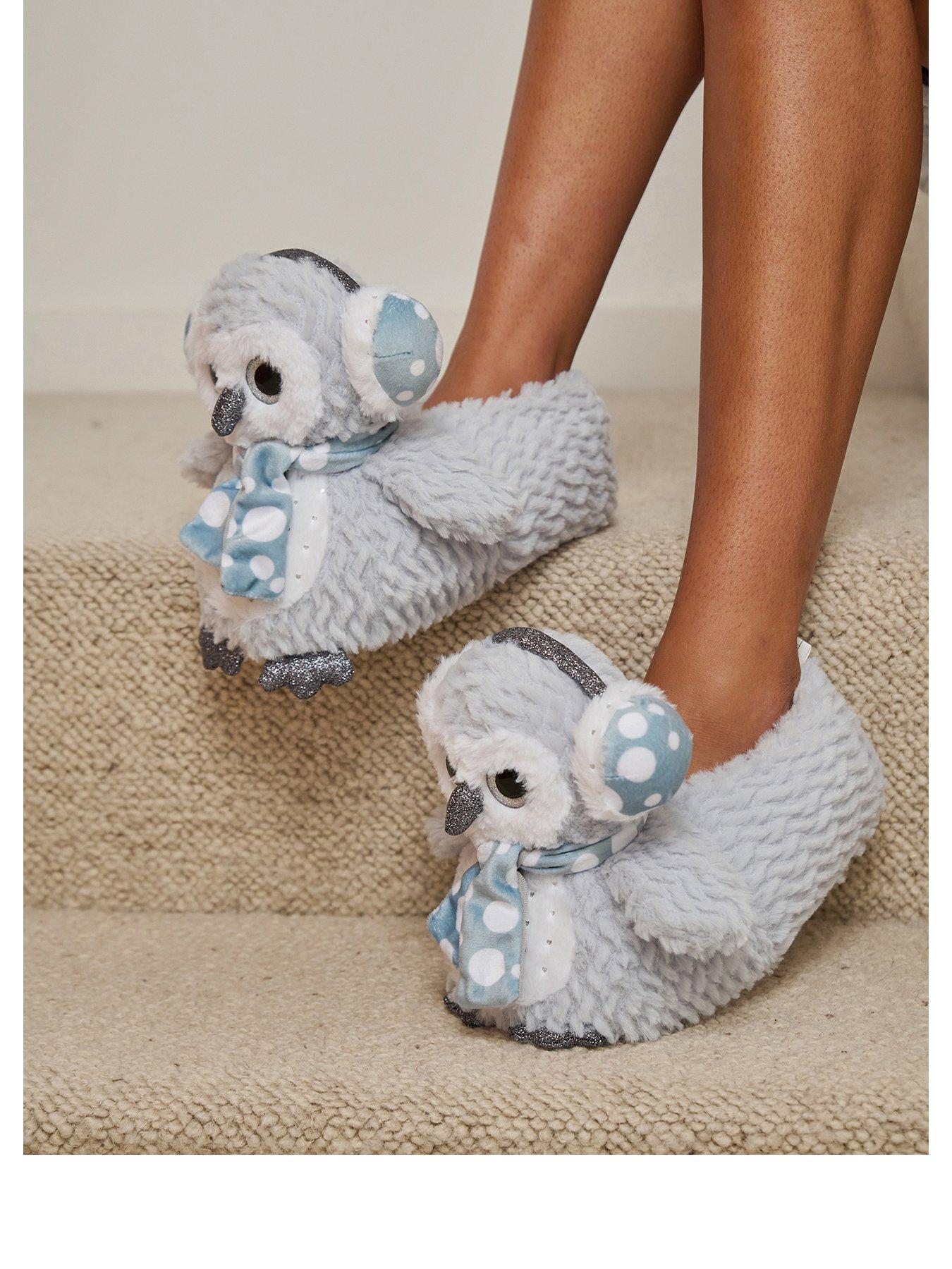 loungeable-grey-embellished-owl-slippers