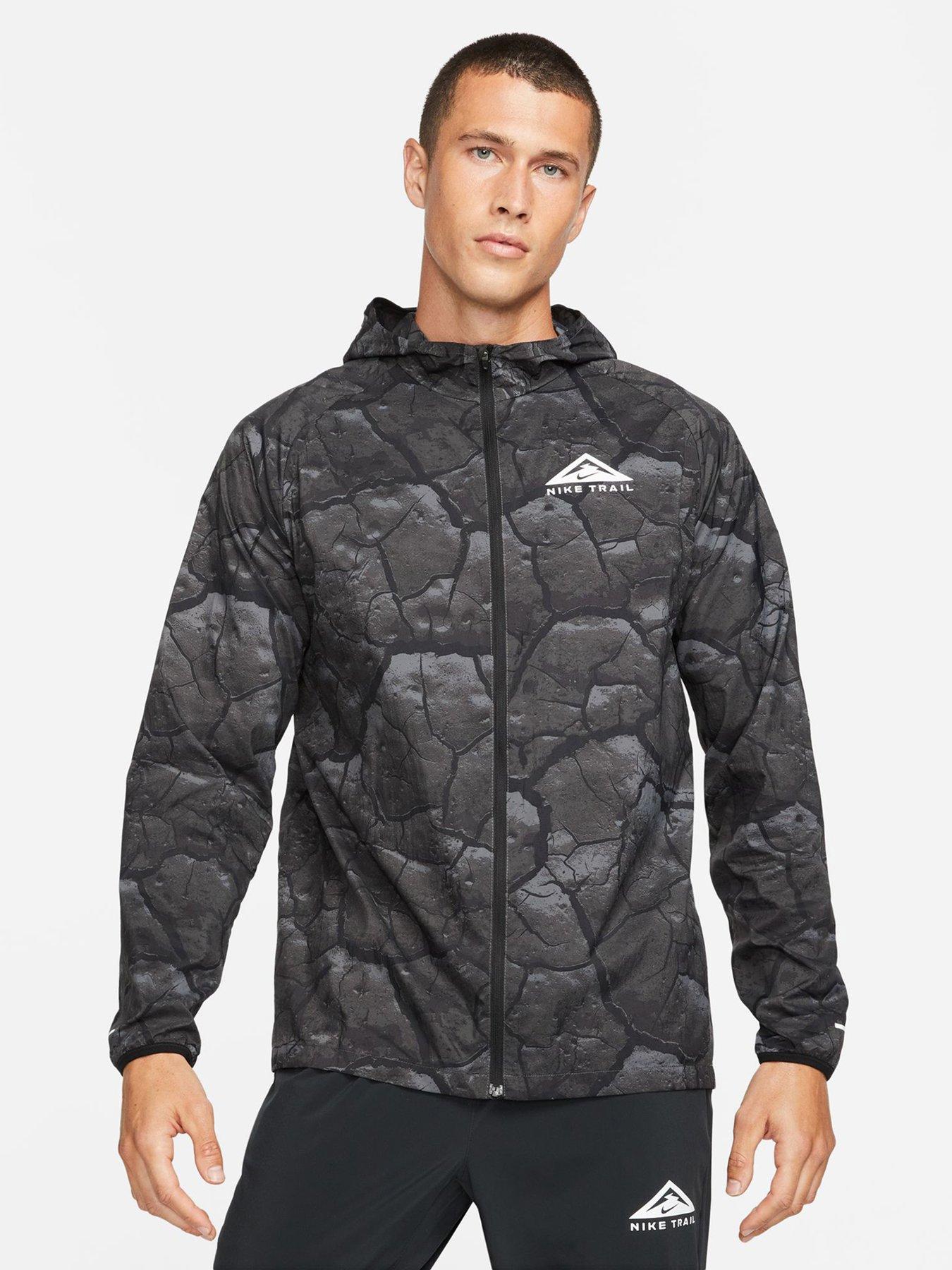 Men s Trail Aireez Print Running Jacket Grey