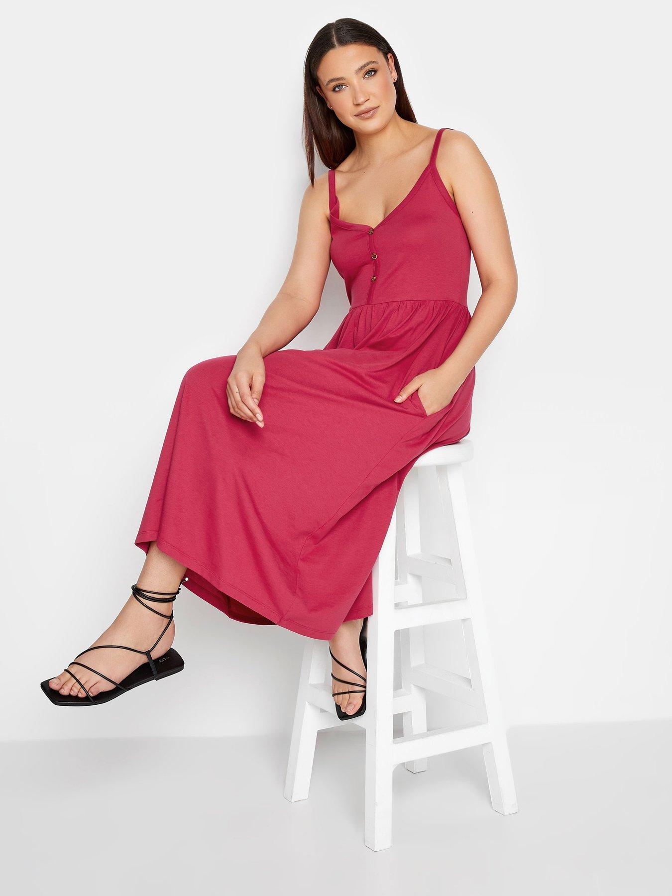 long-tall-sally-long-tall-sally-magenta-button-through-cami-dress-with-pockets