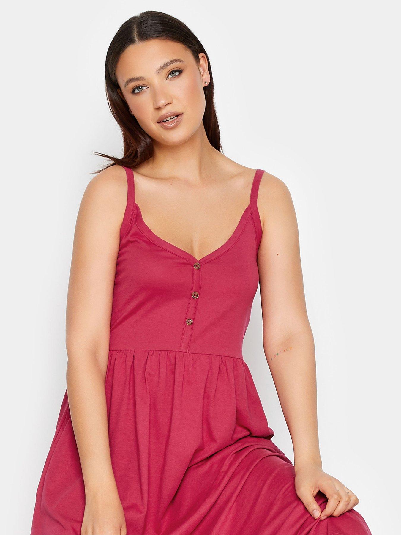 long-tall-sally-long-tall-sally-magenta-button-through-cami-dress-with-pocketsoutfit