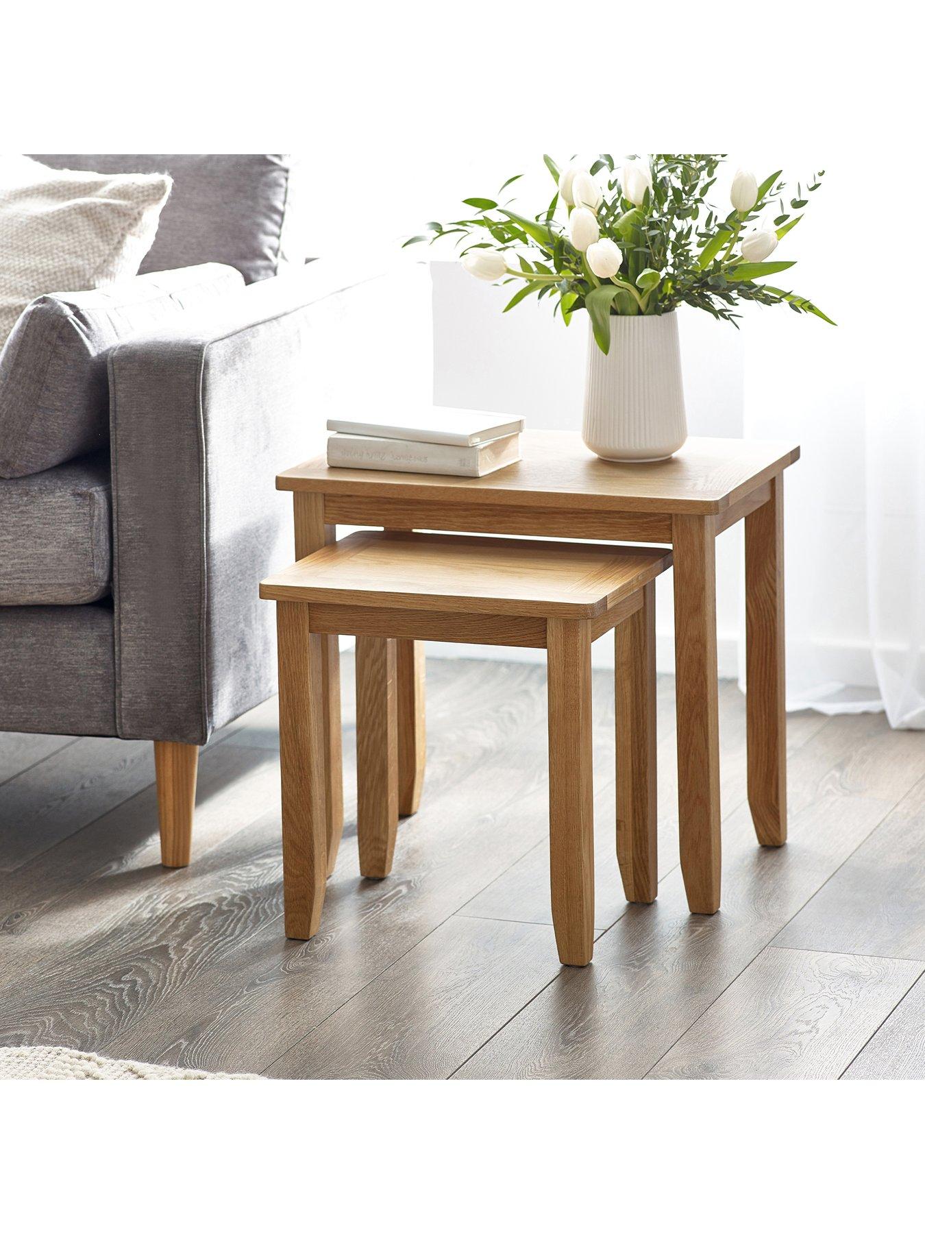 undefined Mallory Ready Assembled Solid Oak/Oak Veneer Nest of 2 Tables