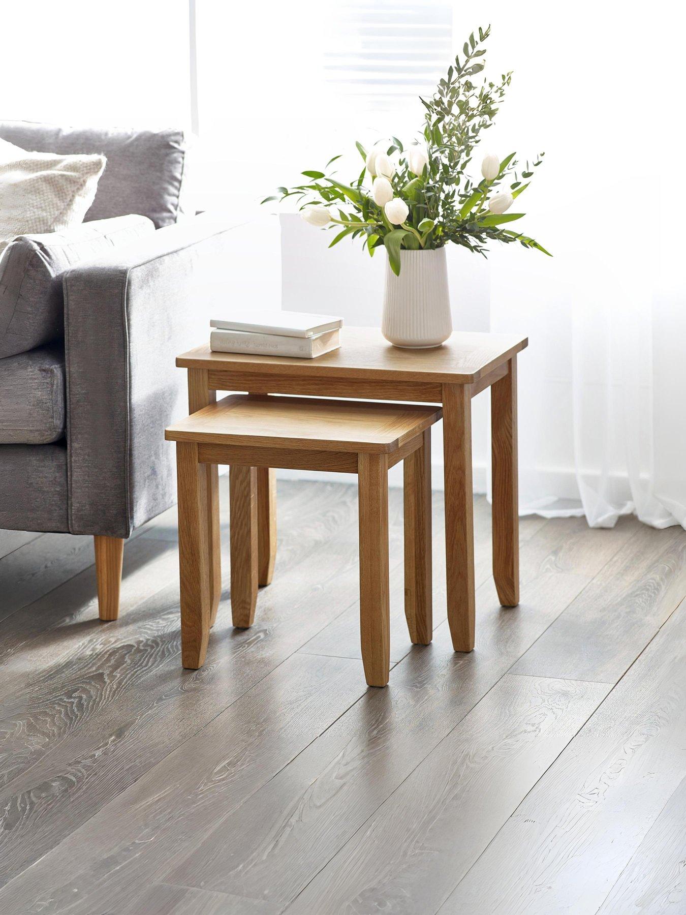 Julian Bowen Mallory Ready Assembled Solid Oak/Oak Veneer Nest of 2 Tables - FSC® Certified