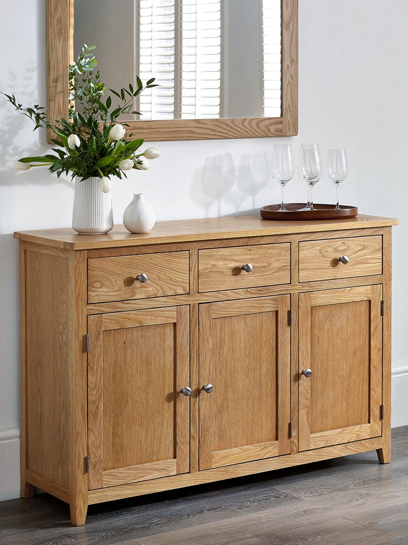 Julian Bowen Mallory Ready Assembled Large Solid Oak/Oak Veneer Sideboard - FSC® Certified