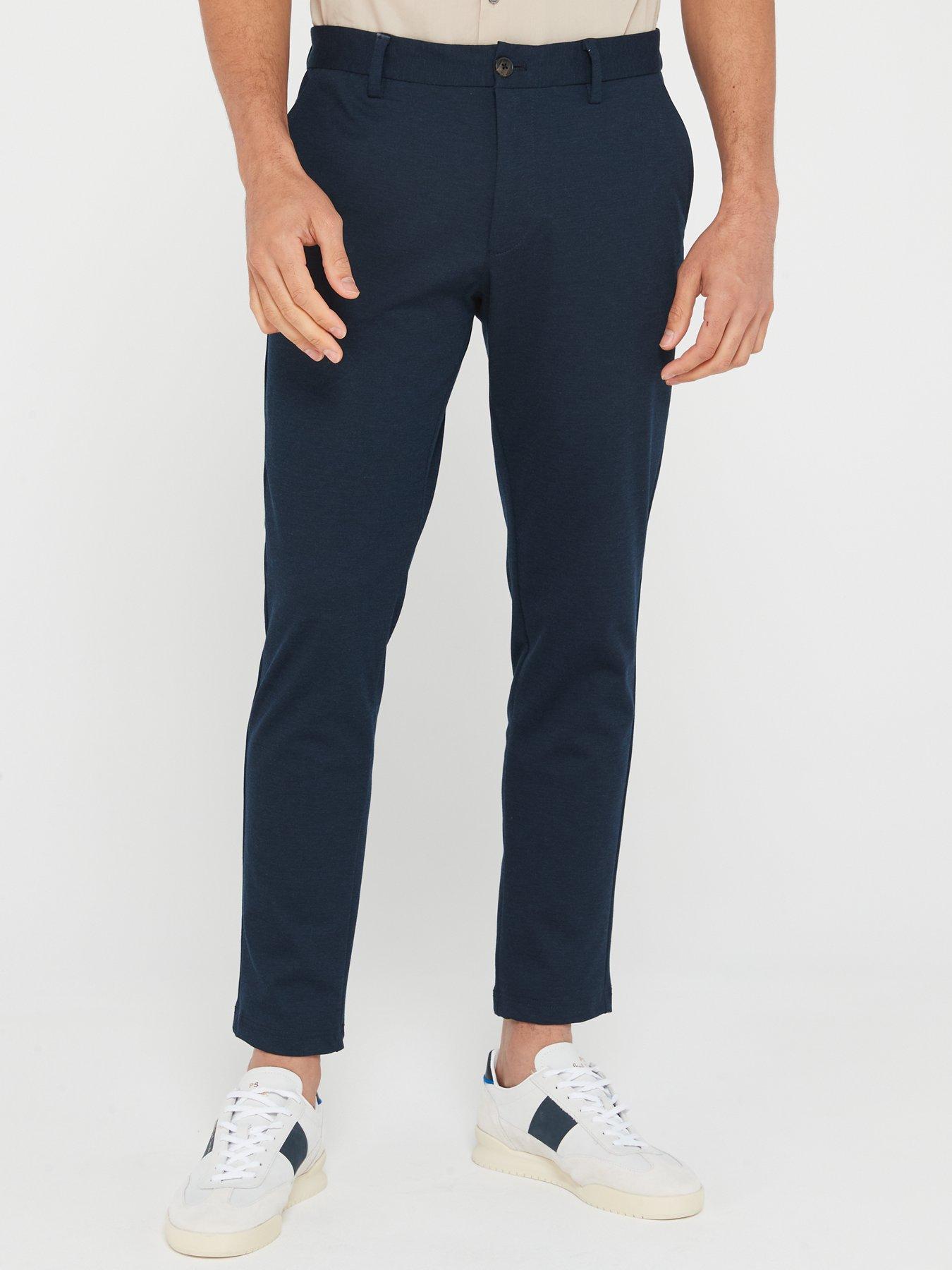 undefined Marco Slim Fit Jersey Chino Trousers - Navy