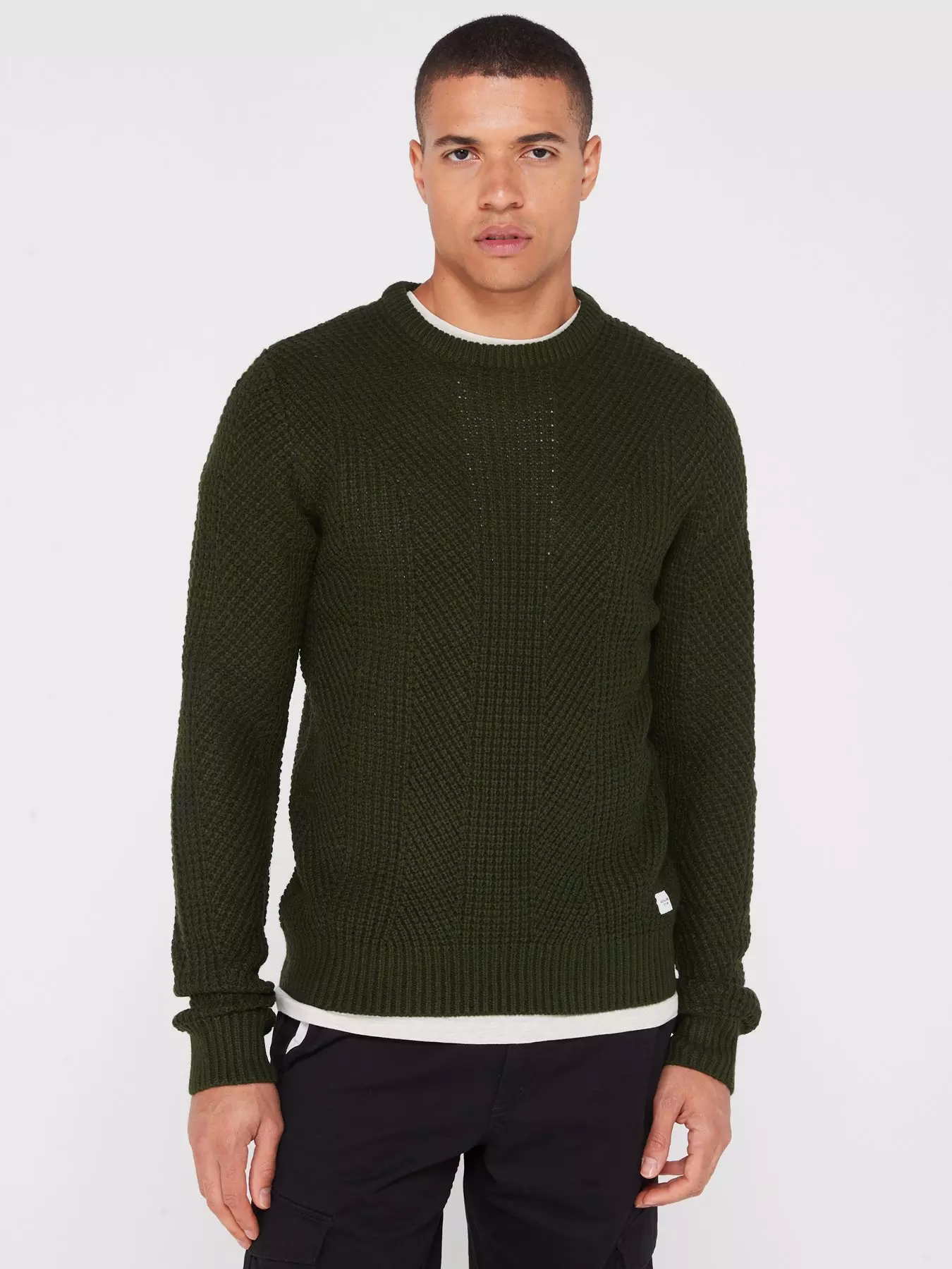 Jack & Jones cable knit turtle neck sweater in dark brown