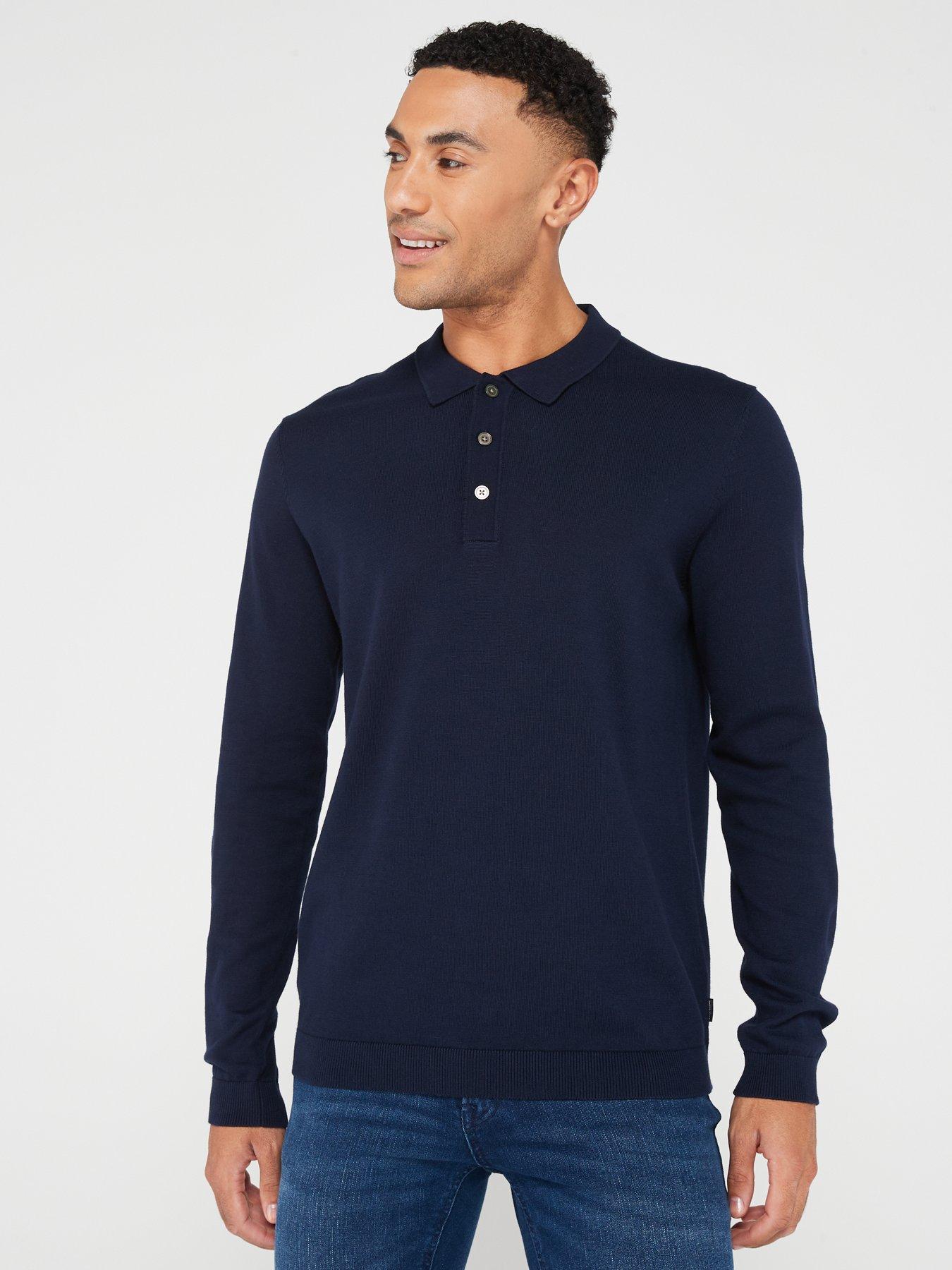 Men's long sleeve 2025 knit shirts with collar