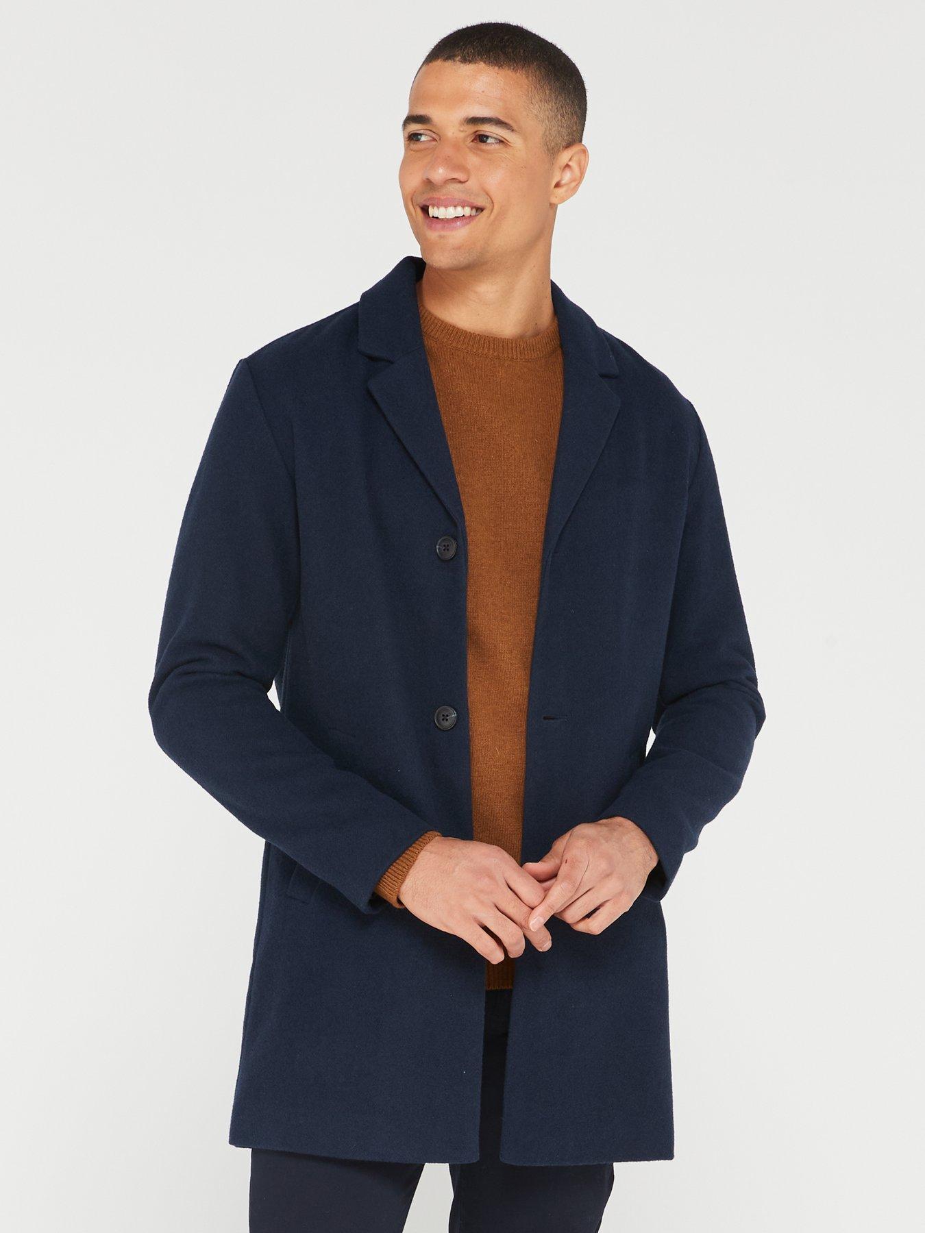 Mens navy shop coat wool