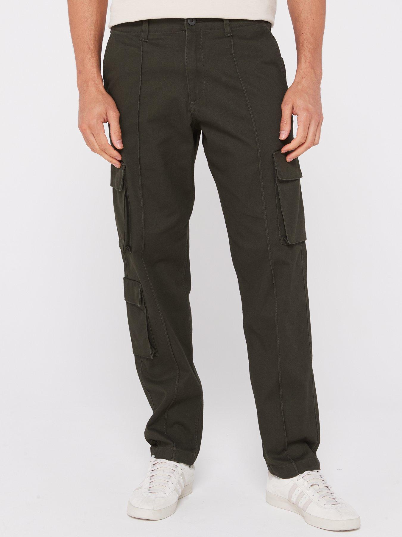 Relaxed Fit Cargo Pants - Dark green - Men