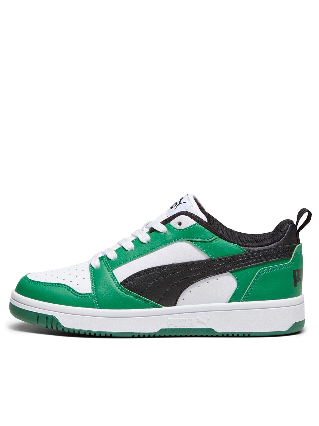 Puma Junior Unisex Rebound V6 Low Trainers - White/Green