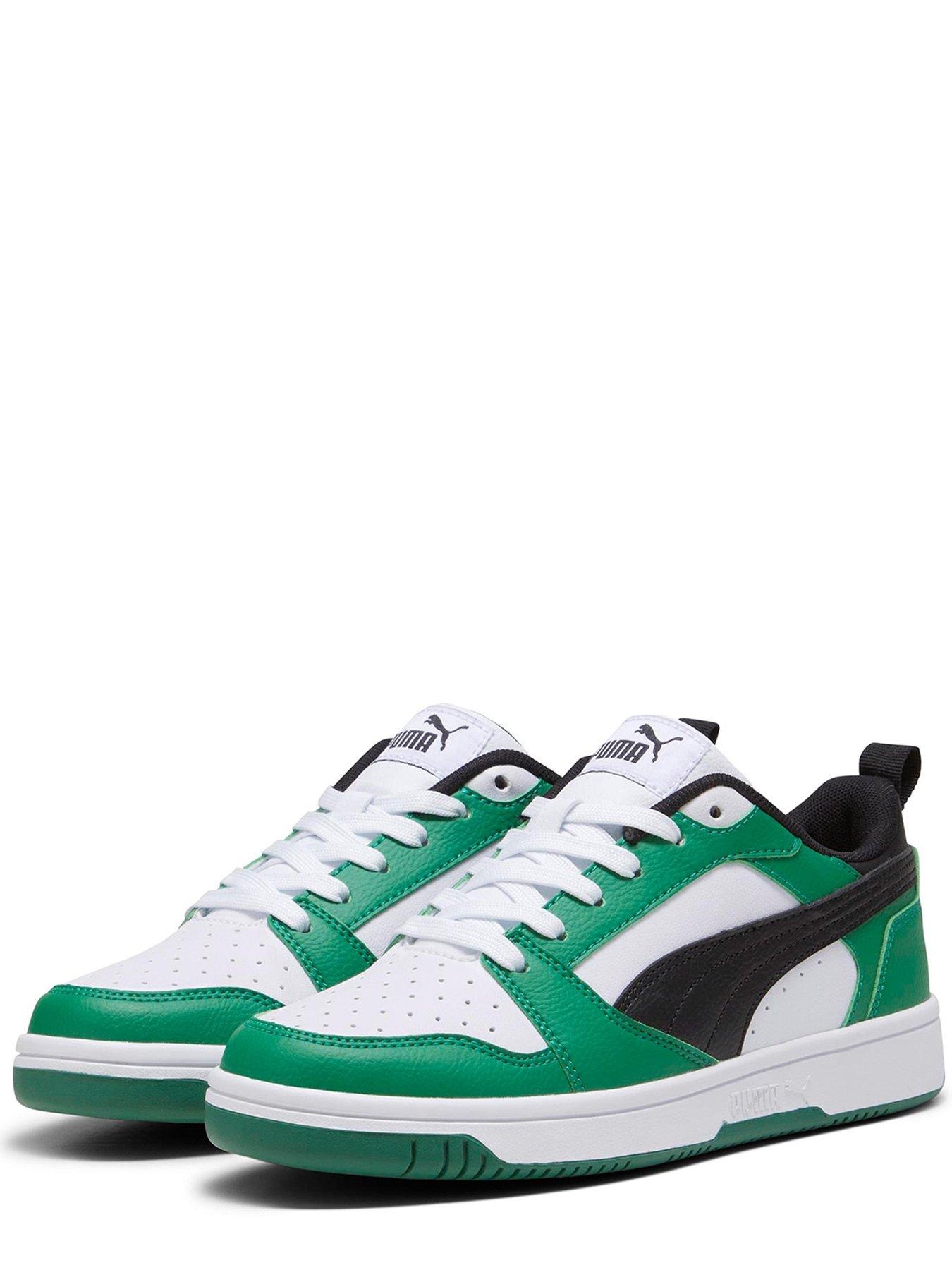 puma-junior-unisex-rebound-v6-low-trainers-whitegreenstillFront