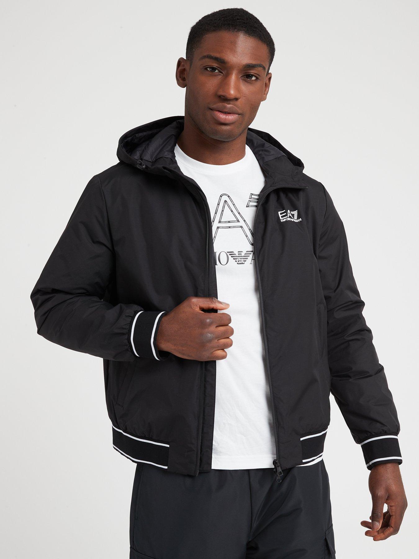 Armani ea7 core id 2025 hooded logo jacket in black