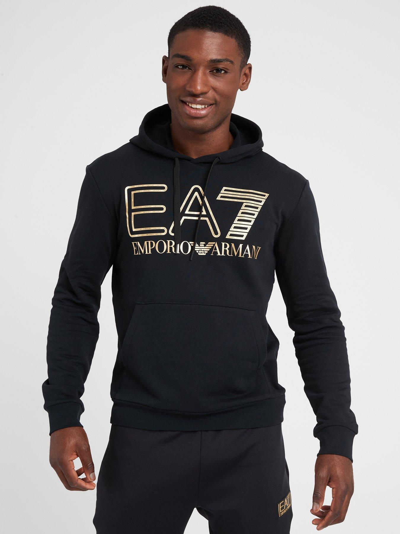 Ea7 emporio armani shop logo hoodie black