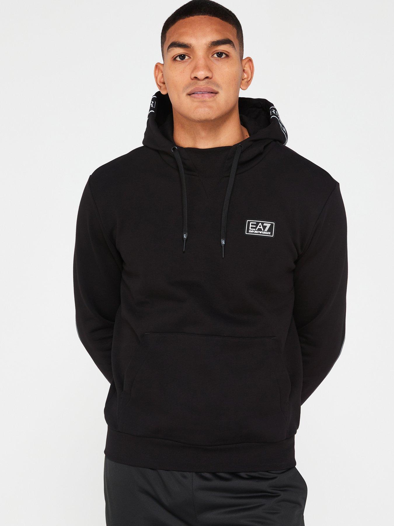 Ea7 emporio armani logo hoodie best sale black