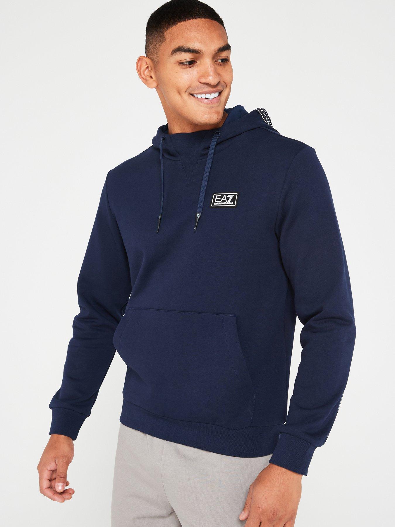 Navy armani hoodie sale