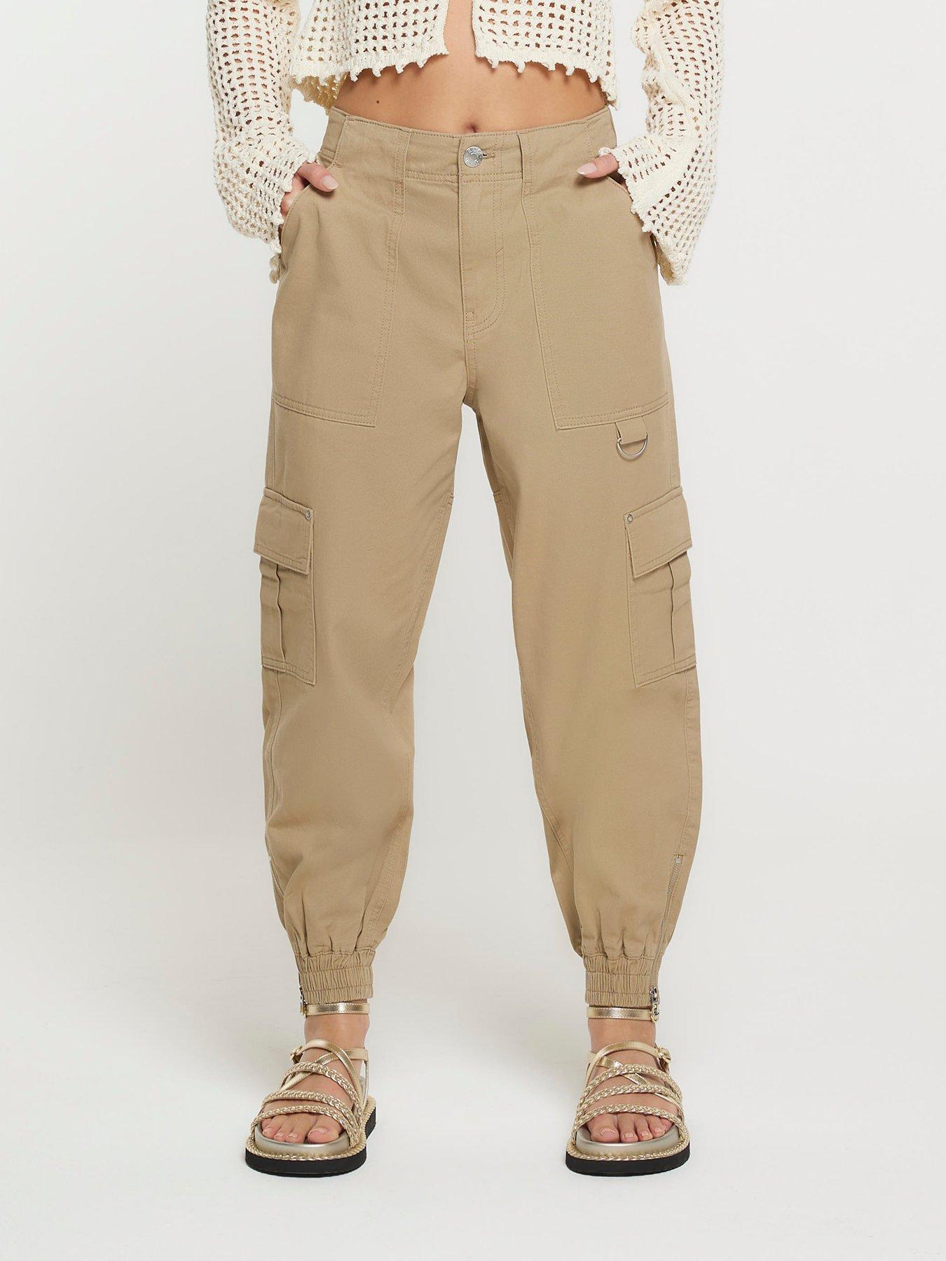 ri-petite-zip-cuff-cargo-trouser-beigefront