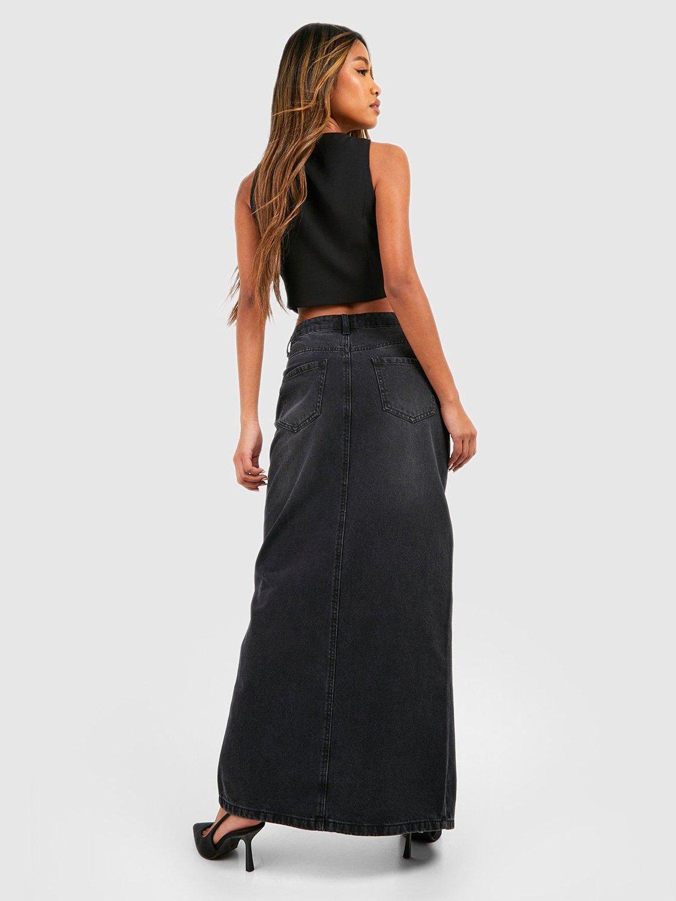 Black denim cheap skirt littlewoods