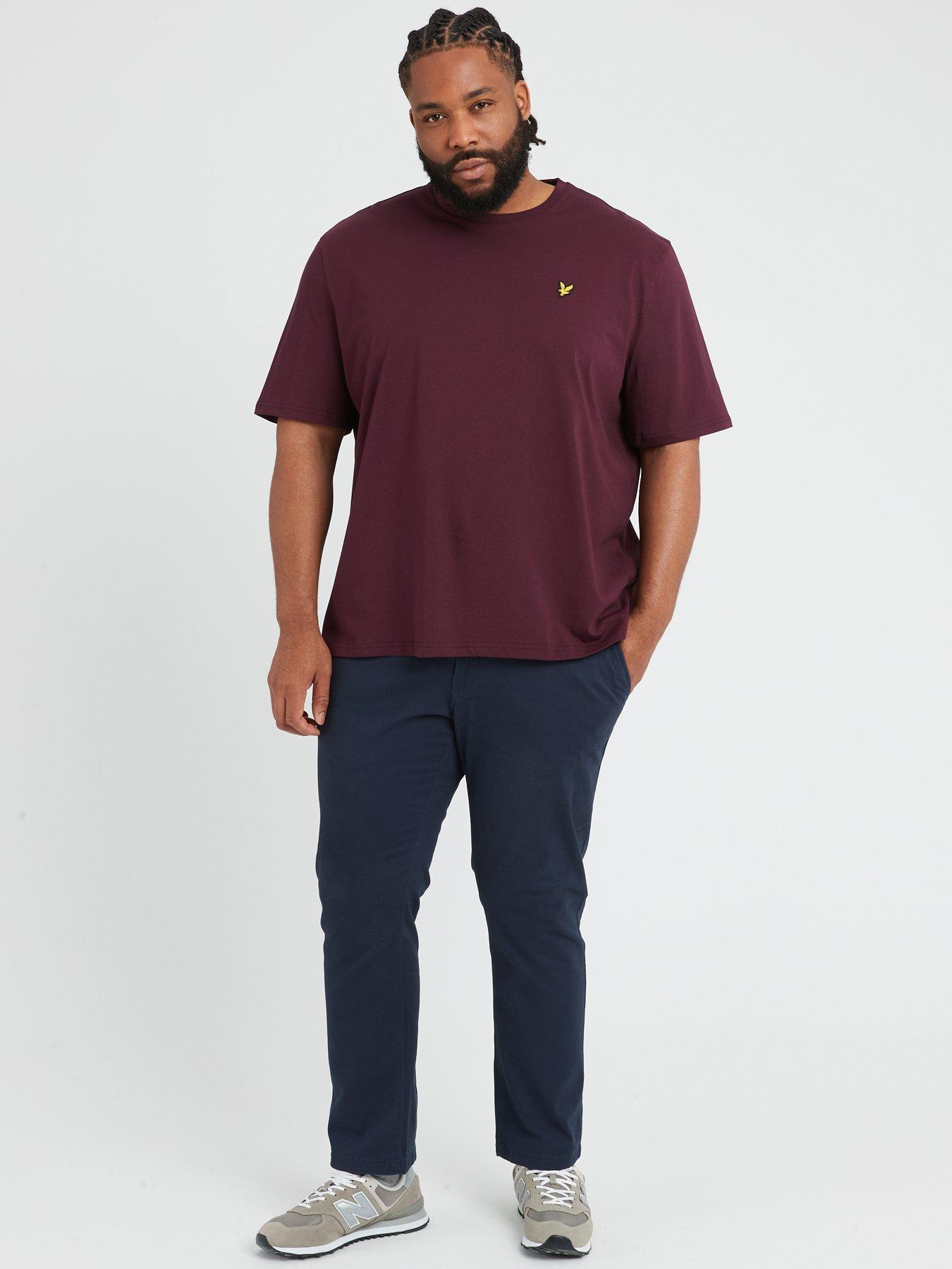 Image 3 of 5 of Lyle & Scott Lyle &amp; Scott Big &amp; Tall Plain T-Shirt - Dark Red