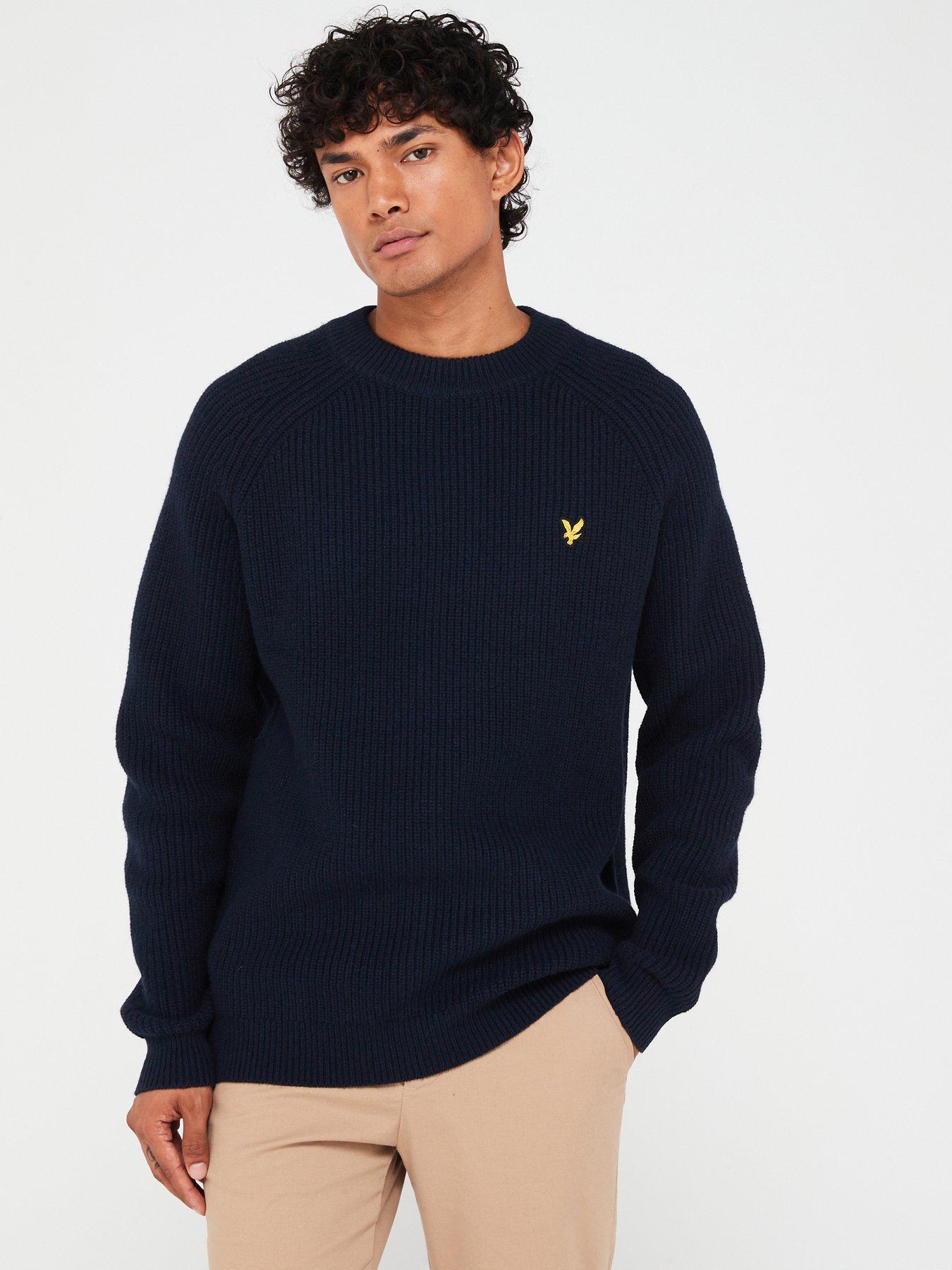 Lyle Scott Shaker Stitch Mock Neck Jumper Navy